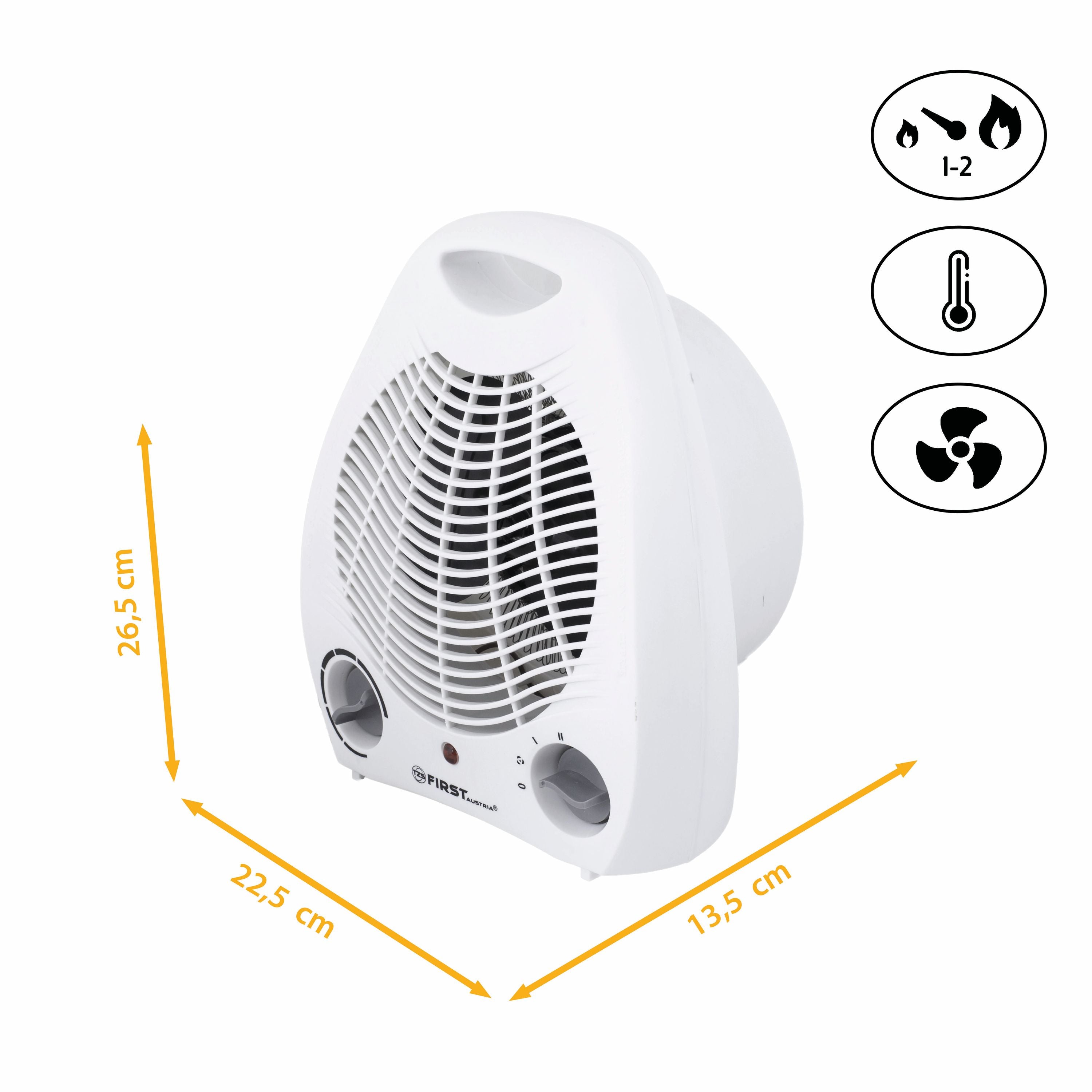 Fan Heater 2000 W, 2 Heat Settings, Thermostat