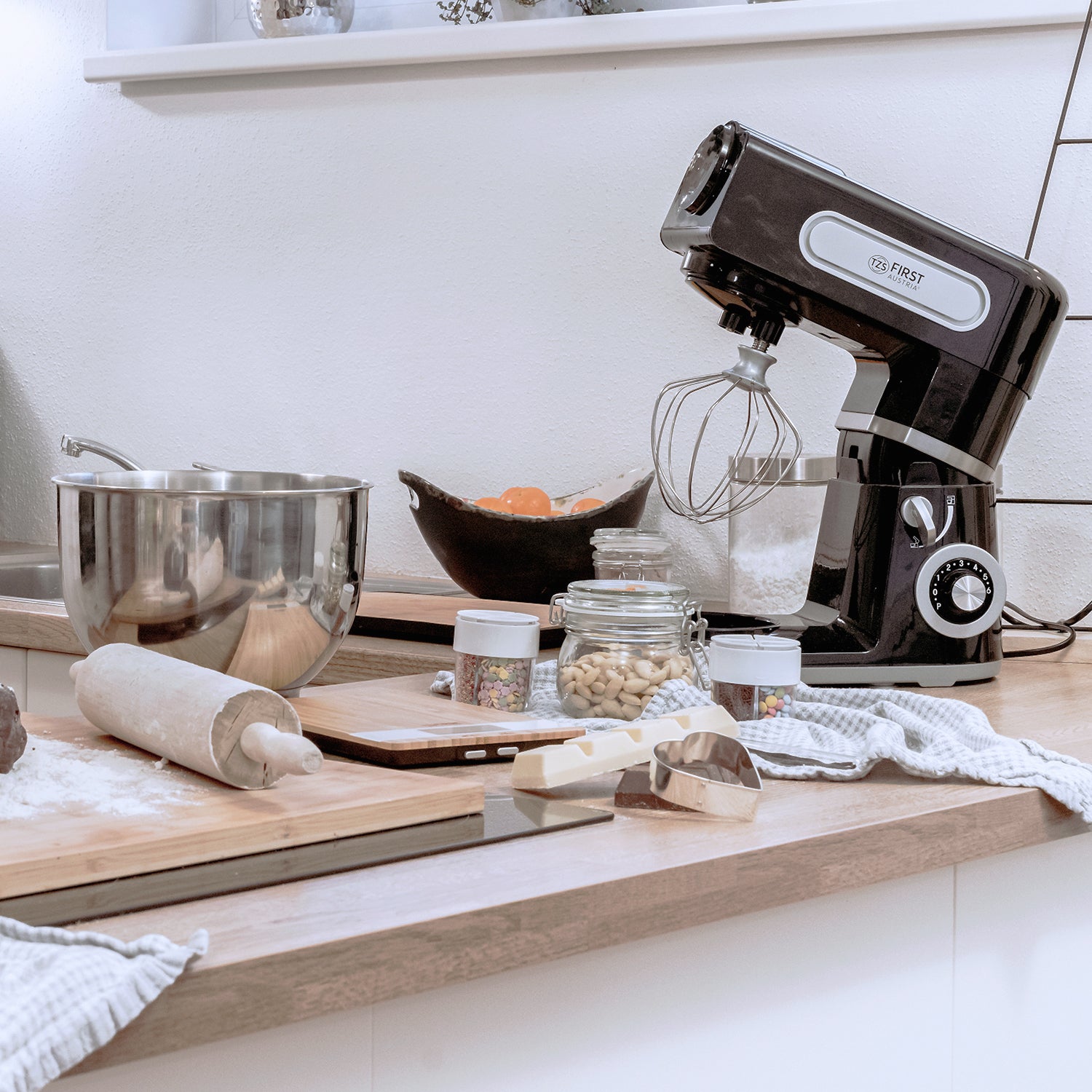 Professionelle Küchenmaschine, Teigknetmaschine, 1500 W, 6L Behälter