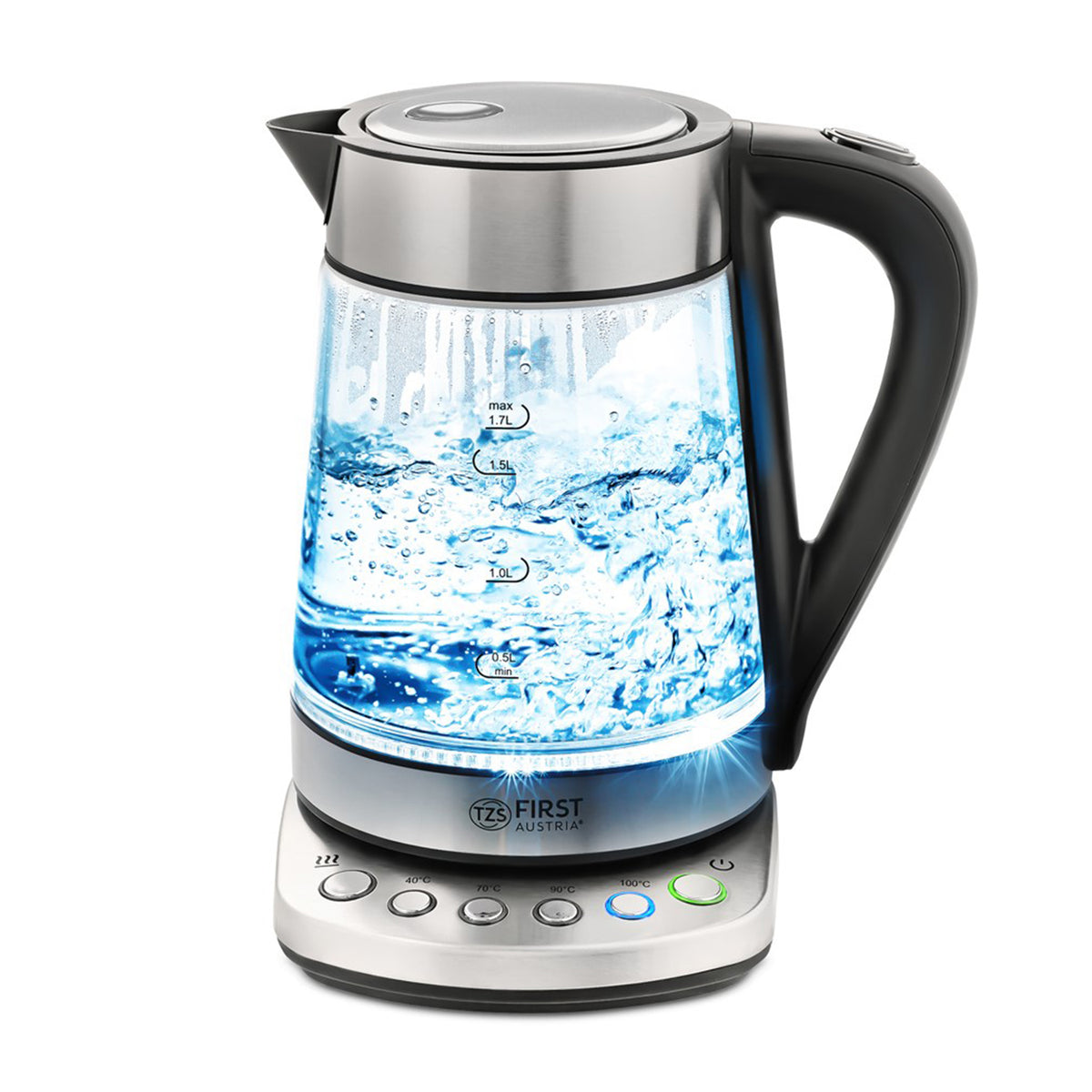 Wasserkocher 1,7 L Glas, 4 Temperaturstufen, Warmhaltefunktion