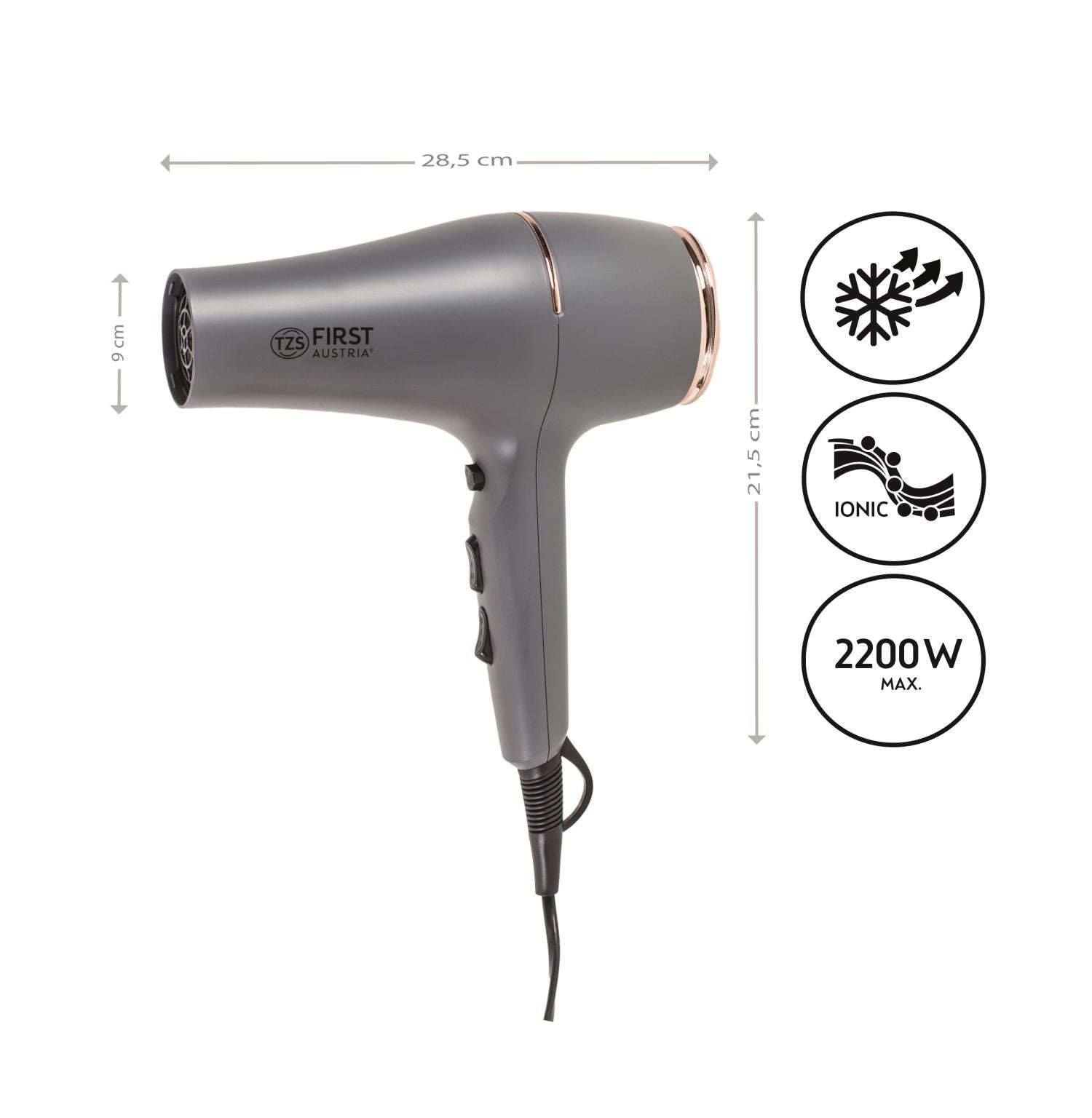 2200 W, Ionen, schonendes Styling & gleichmäßige Wärmeverteilung