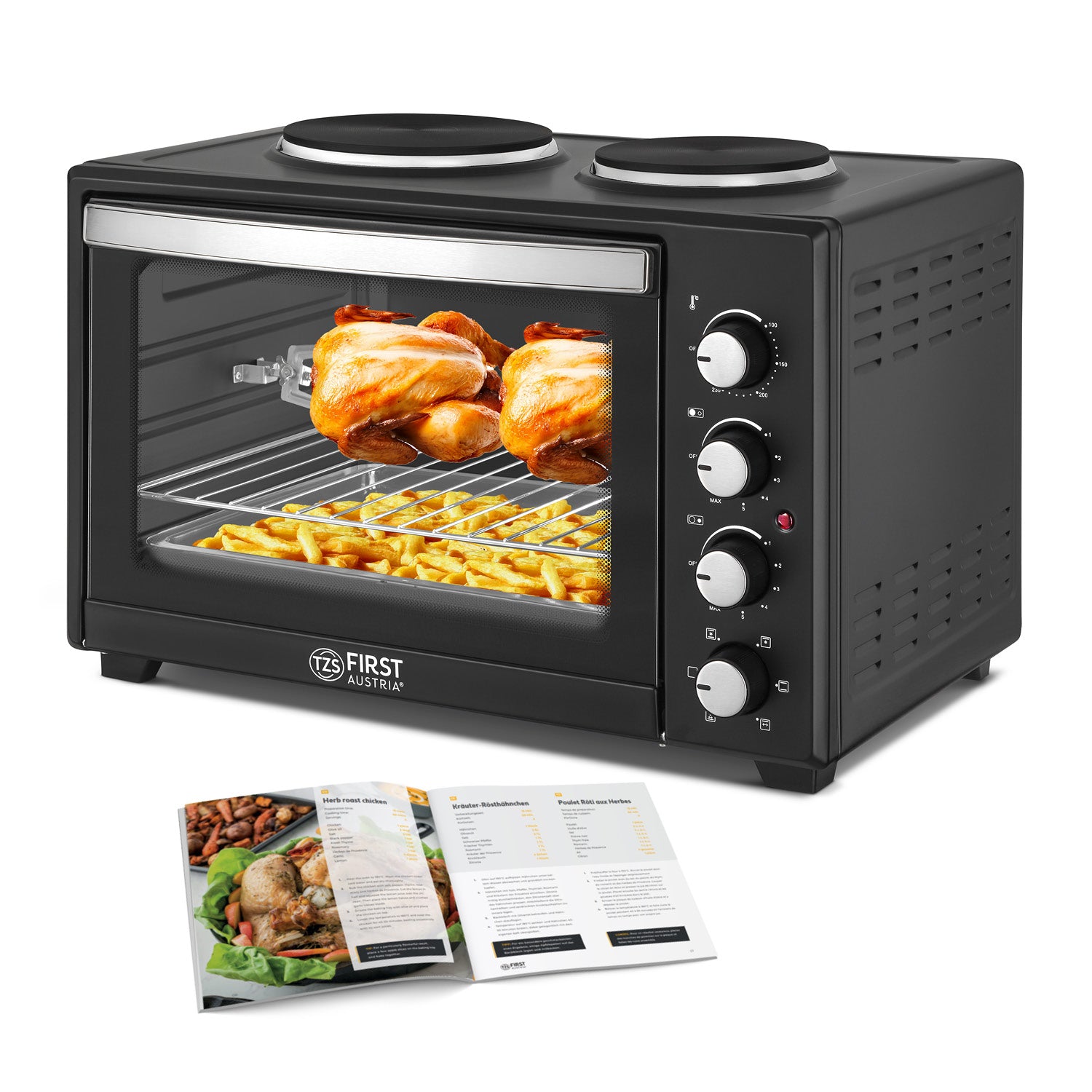 Mini-Backofen 45L, multifunktional mit Kochplatten