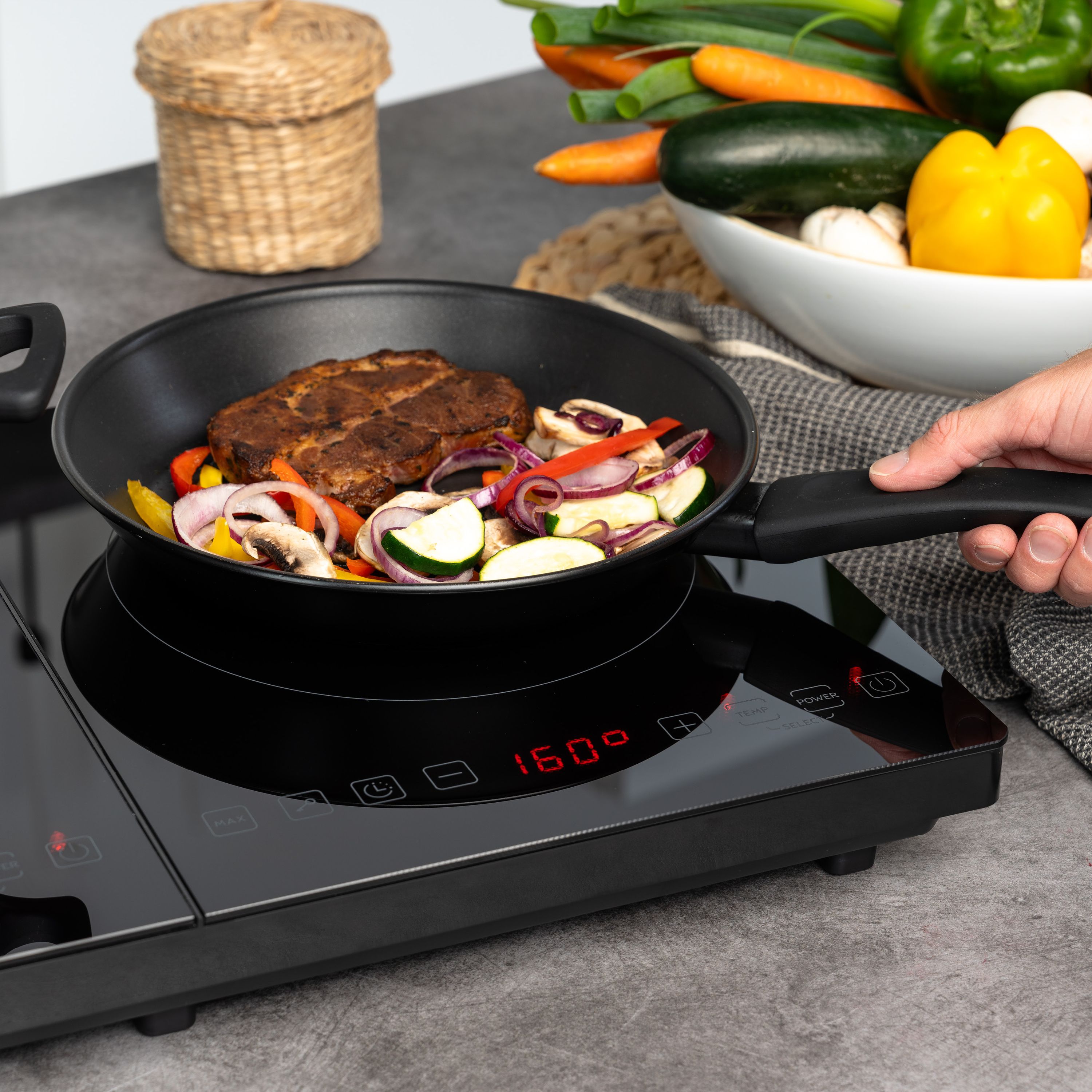 Doppel-Induktionskochplatte 3500 W, Touch-Bedienung, mit Timer