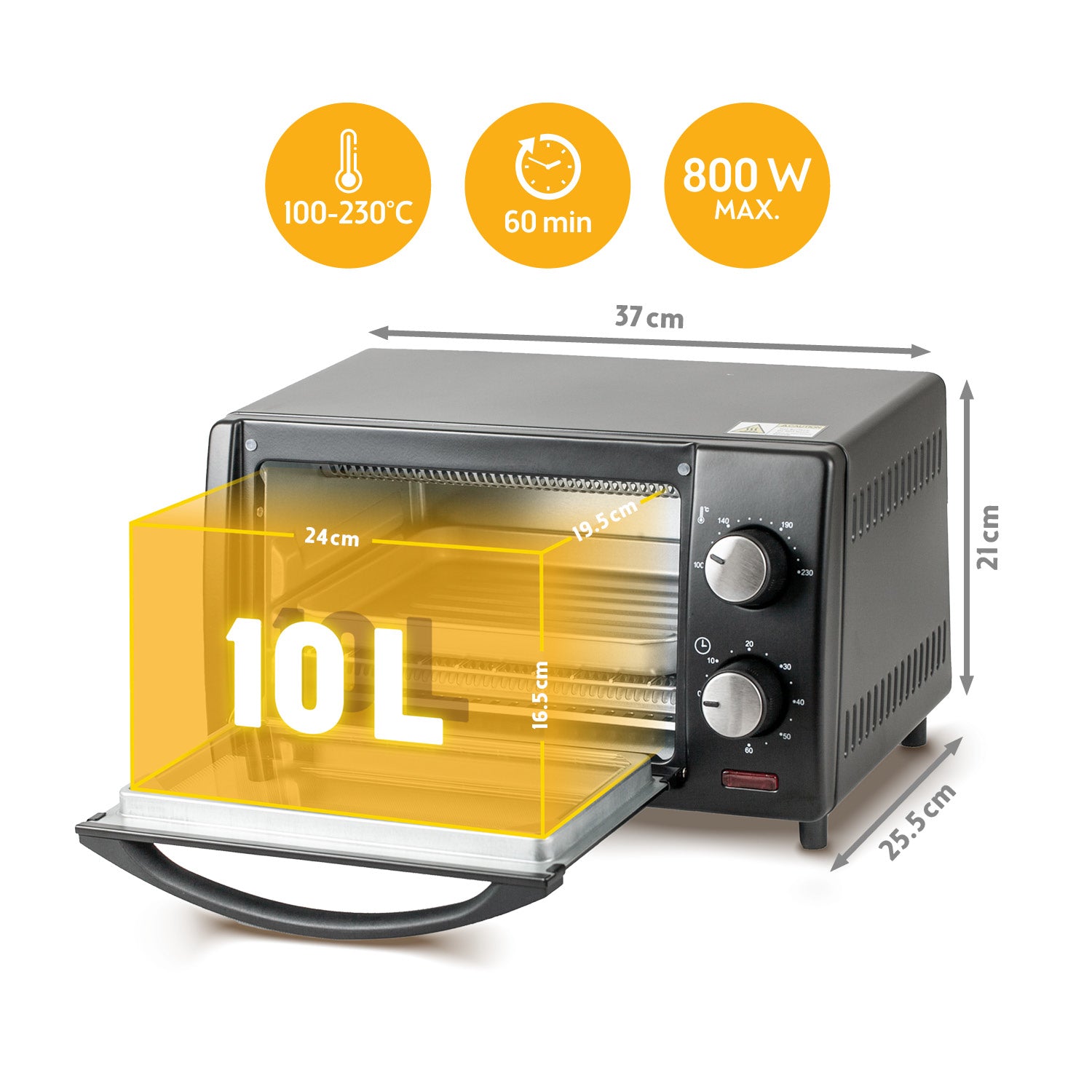 Mini-Backofen 10L, energieeffizient & kompakt