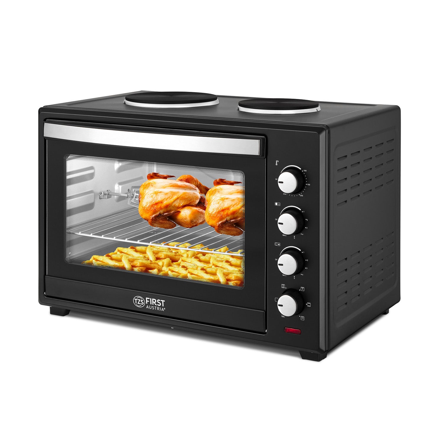 Mini-Backofen 60L mit Drehspieß & Kochplatten
