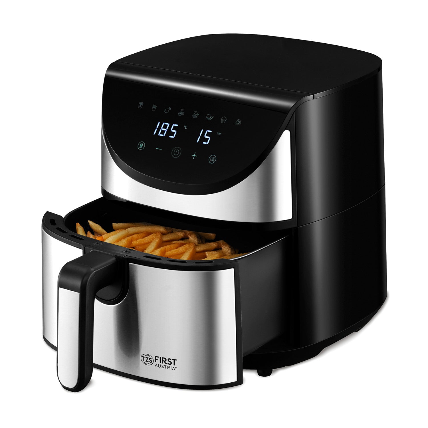 Heißluftfritteuse 5,8 l – digital, 1700 W, 8 Programme, fettarm & kompakt, Timer, Antihaft