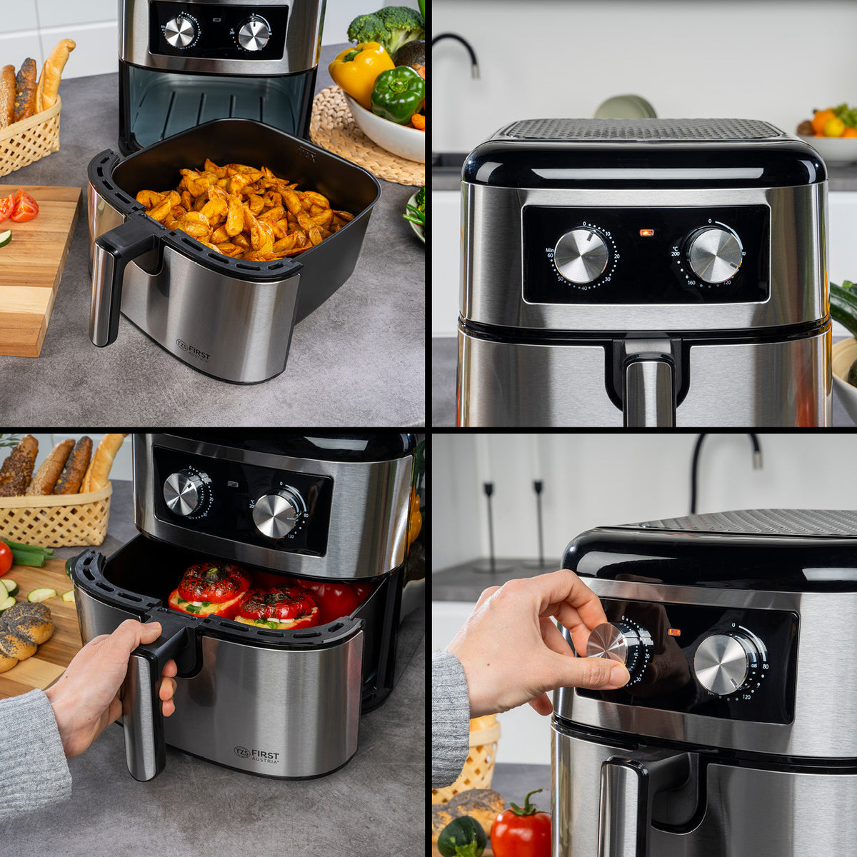 Heißluftfritteuse 8 L, mechanische Steuerung, 1700 W