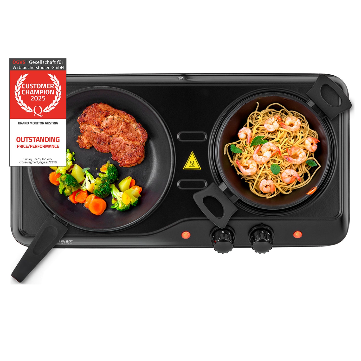 Double Infrared Hotplate 2000 W, Glass Ceramic, 19/16.5 cm