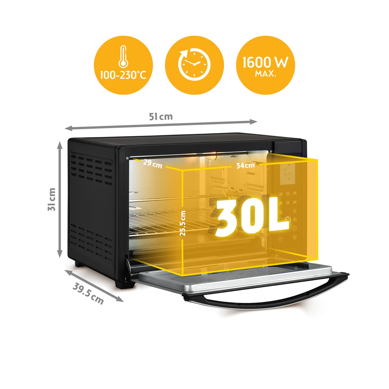 Mini-Backofen 30L mit Umluft & Drehspieß