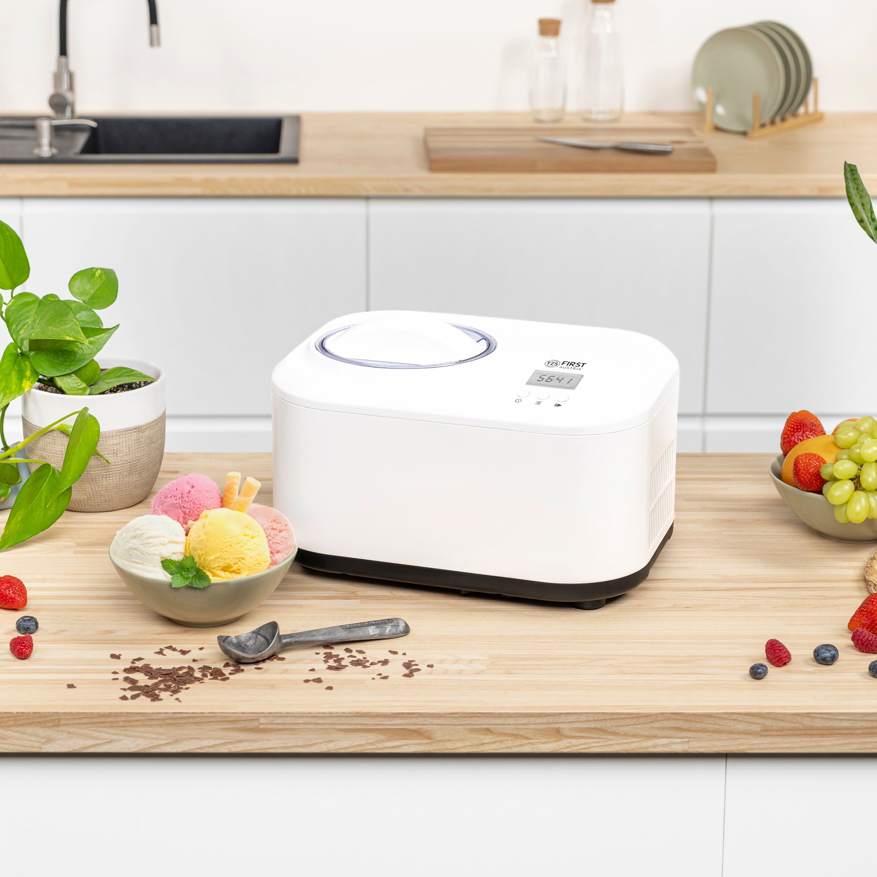 Ice Cream Maker 1.2 L, Stainless Steel, with Cooling Compressor