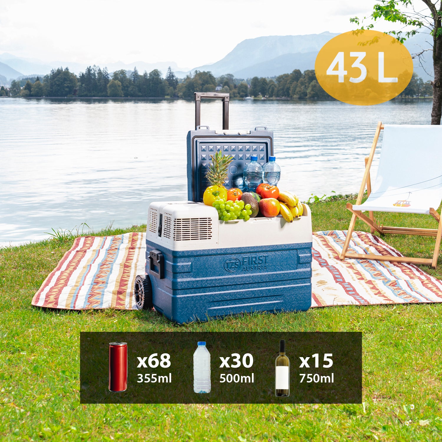 Compressor cool box 43L, with app control, trolley function