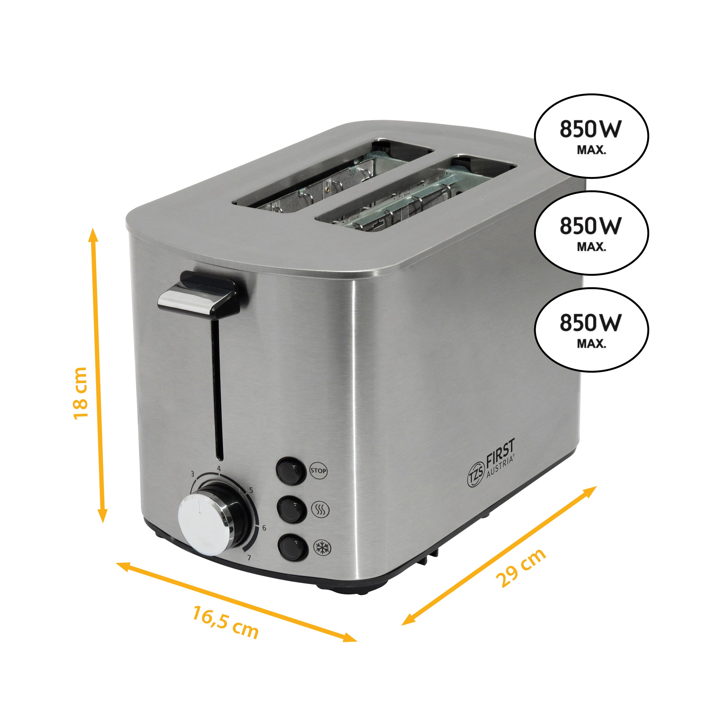 4-Scheiben Langschlitztoaster aus Edelstahl mit XL-Schächten