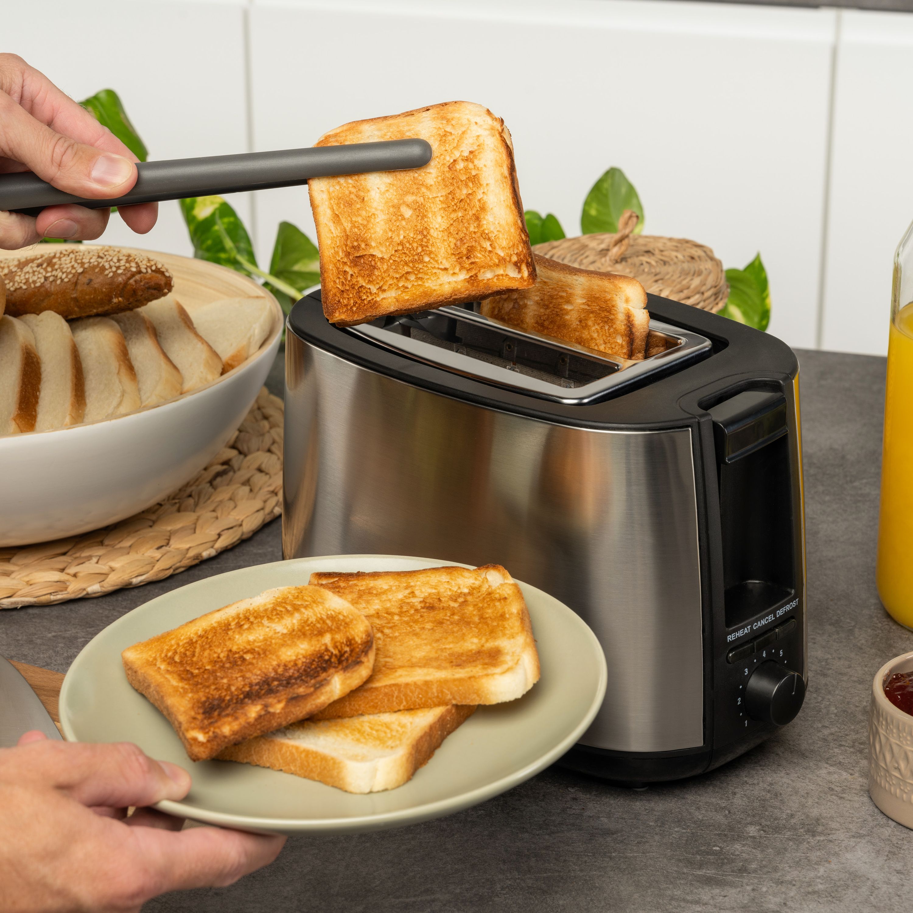 Toaster 2 Scheiben, mit Brötchenaufsatz, 7 Bräunungsstufen