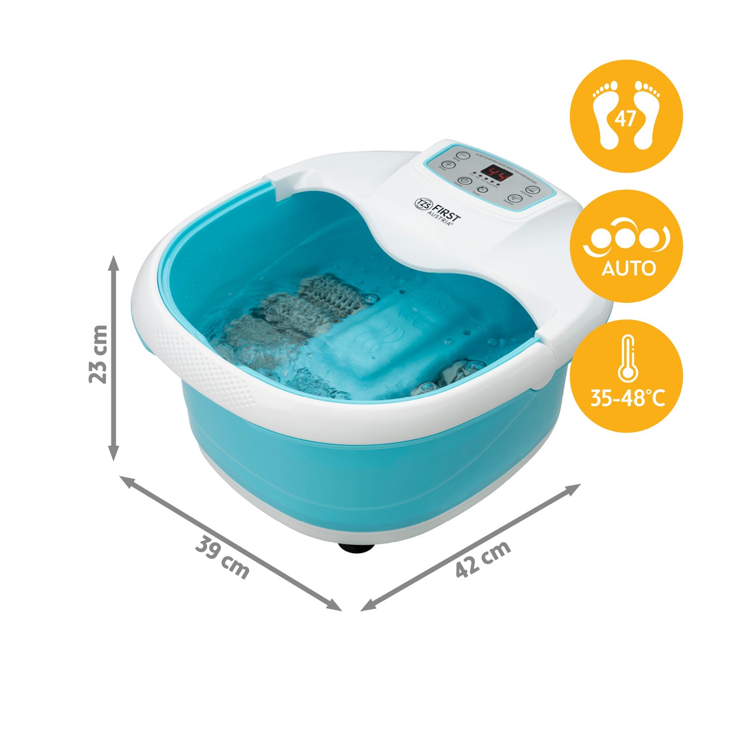 Fußsprudelbad klappbar 450 W, Massagerollen - türkis
