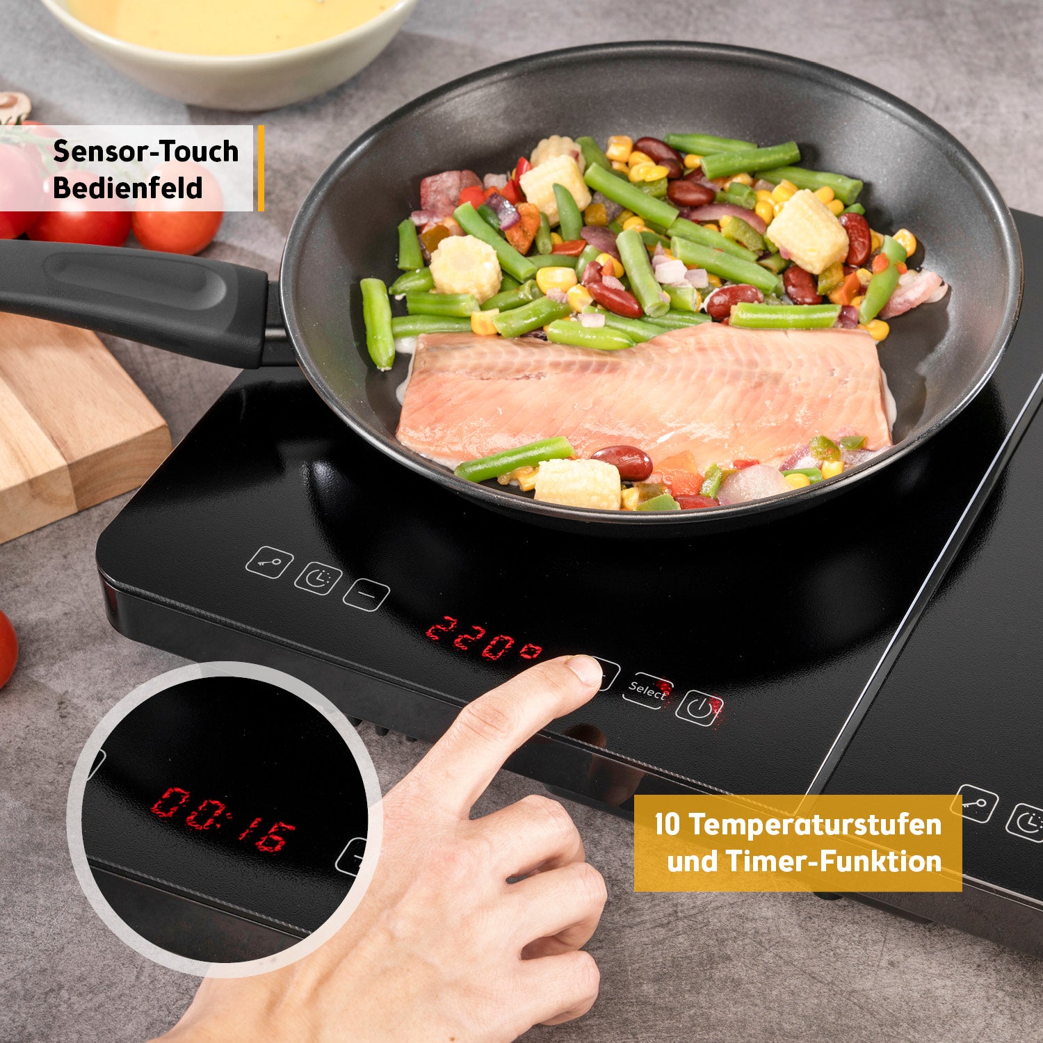 Induktions-Doppelkochplatte Profi, 2 Kochzonen, 3500 W