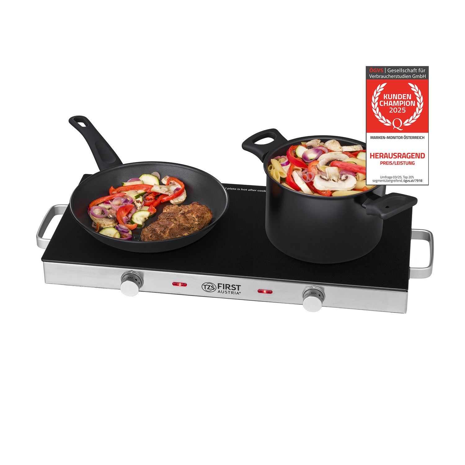 Double Ceramic Hob, 20/16.5 cm, mobile & efficient