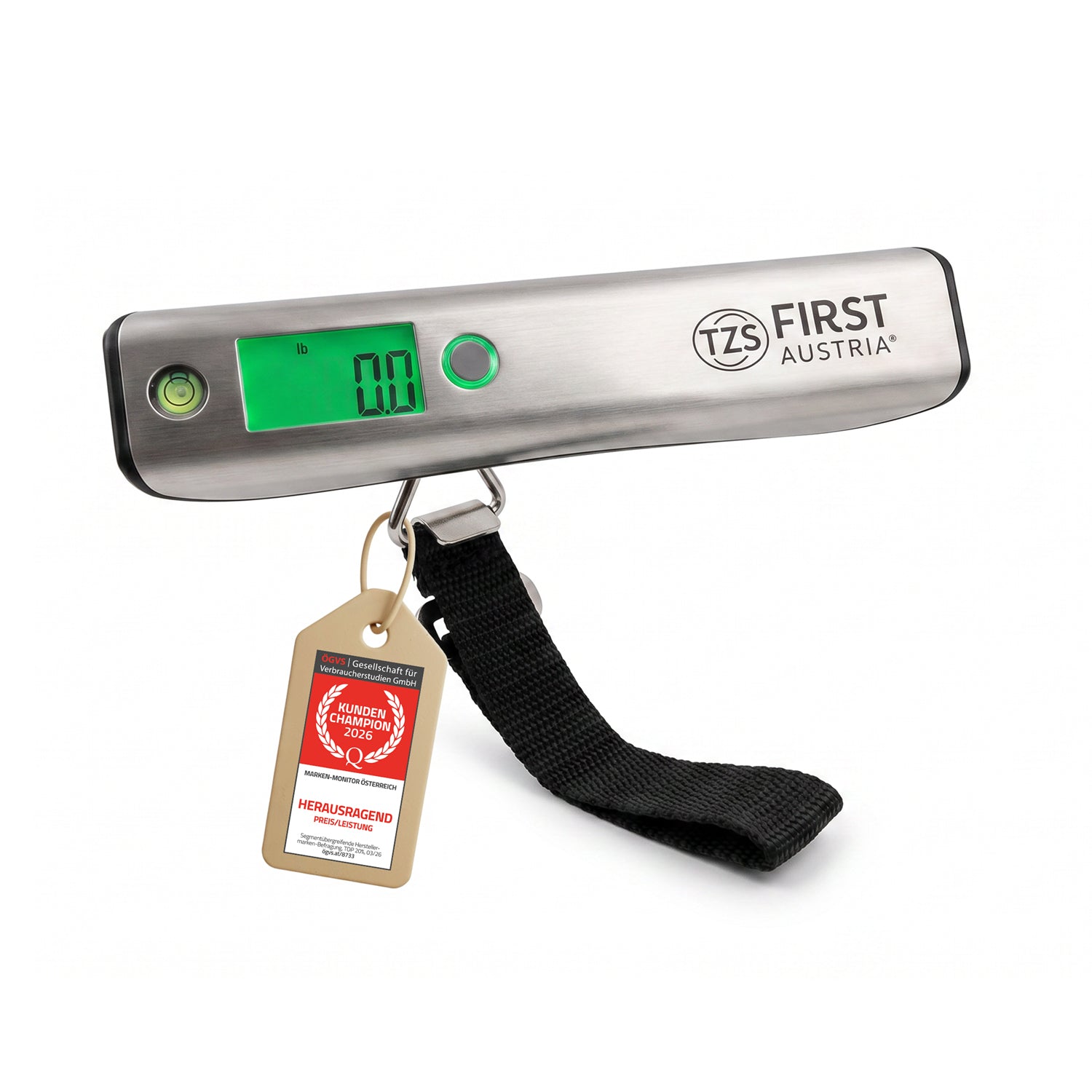 Digitale Kofferwaage 50 kg, inklusive Maßband, mit Edelstahl-Finish