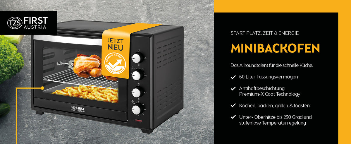Mini-Backofen 60L, mit Umluft, Drehspieß