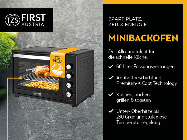Mini-Backofen 60L, mit Umluft, Drehspieß
