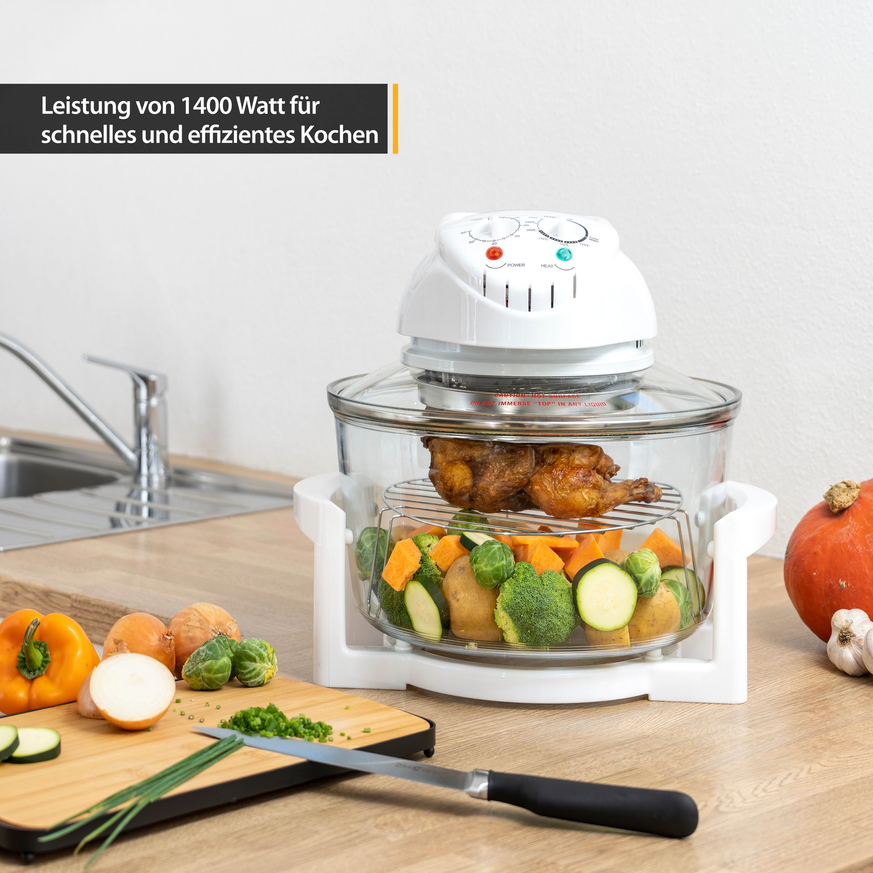 Halogenofen 17 L mit Erweiterungsring