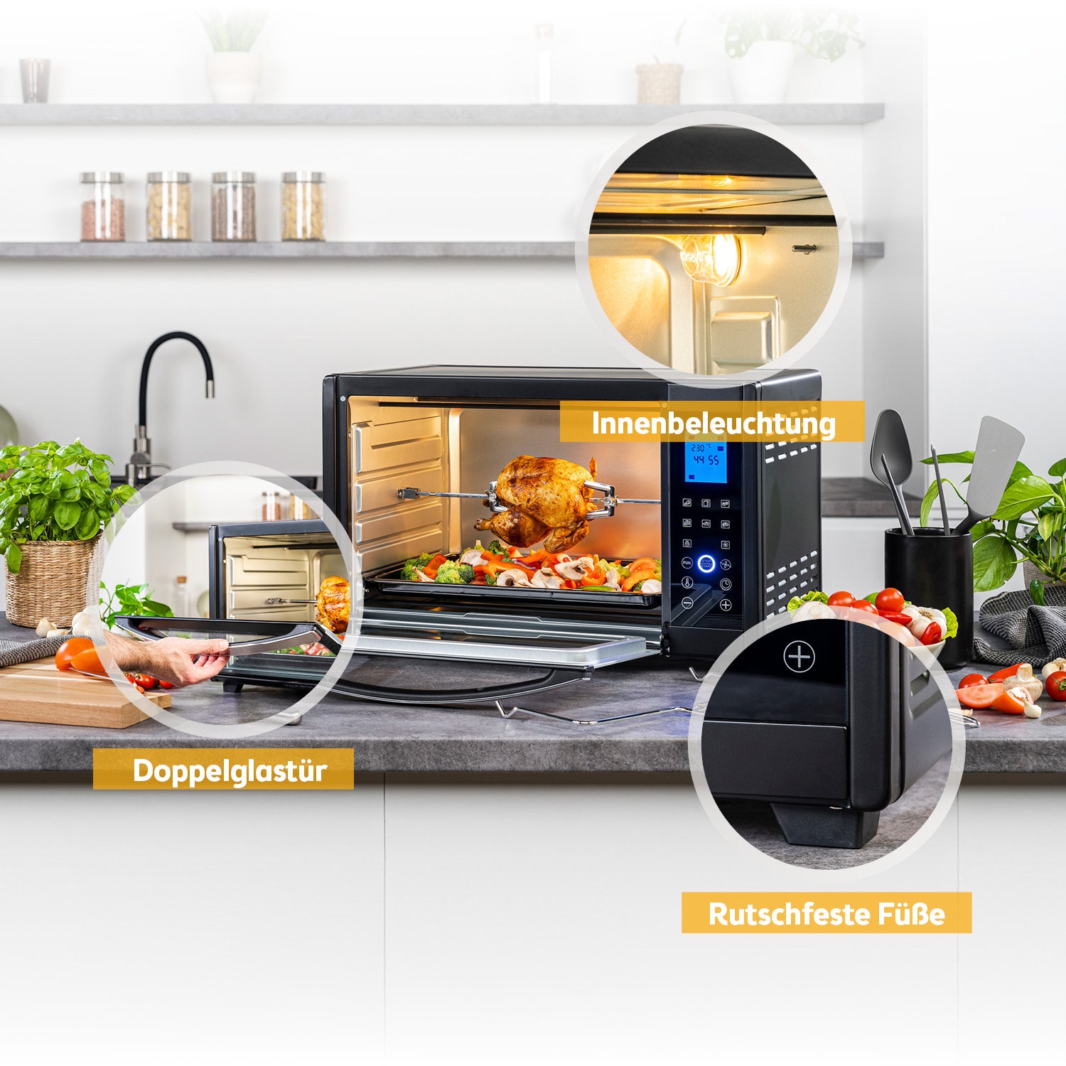 Mini-Backofen 30L mit Umluft & Drehspieß