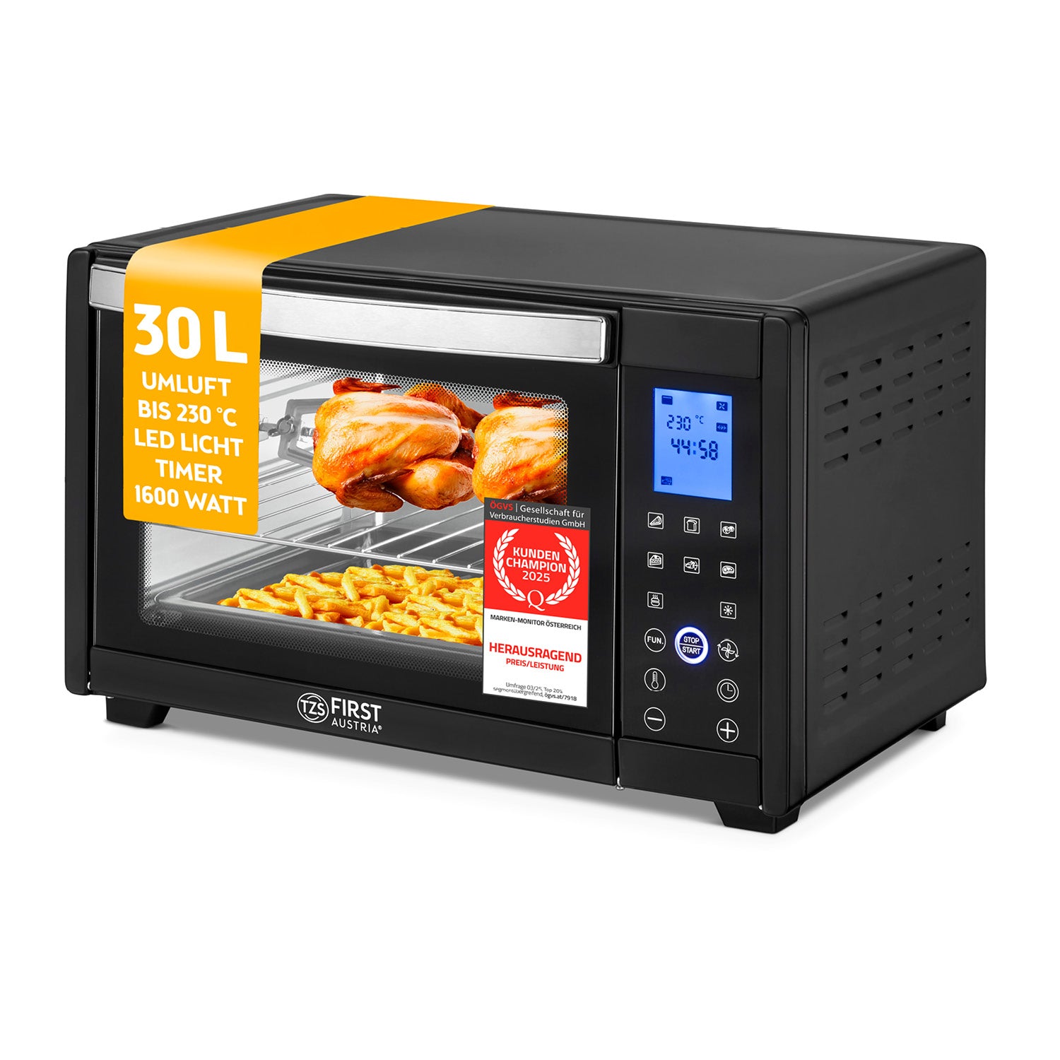 Mini-Backofen 30L mit Umluft & Drehspieß
