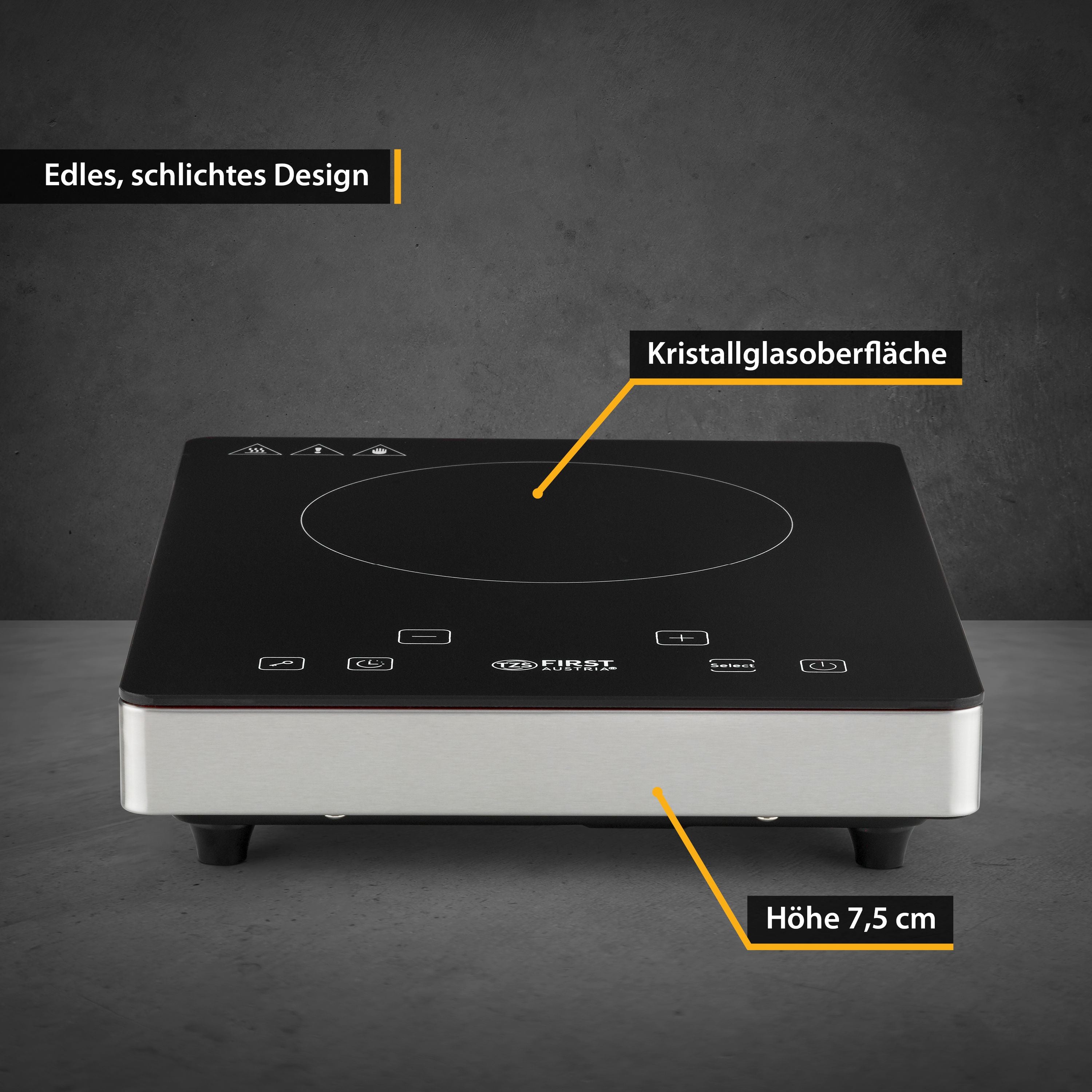 Infrarot Einzelkochplatte 2000 W, Touch-Bedienung, mobil