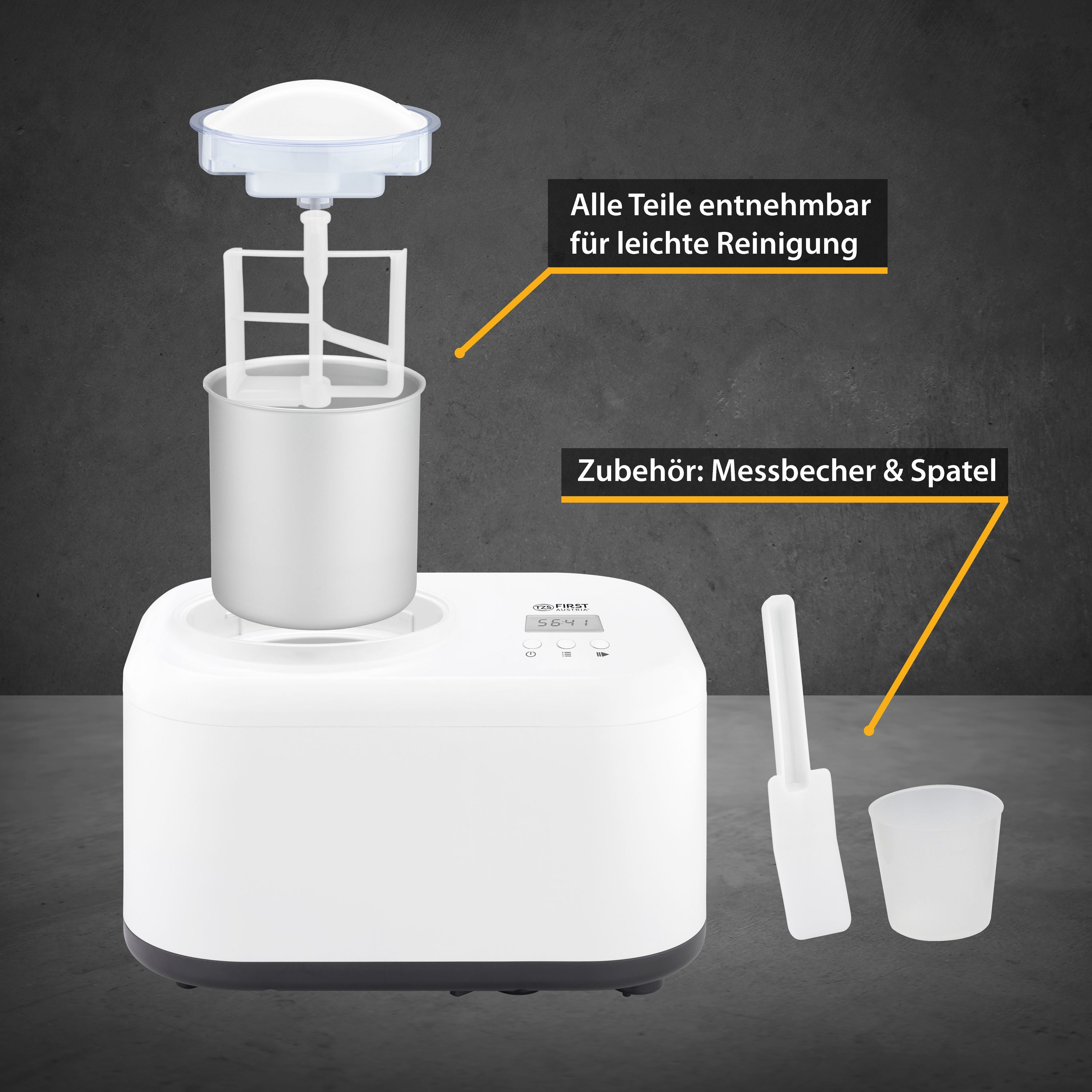 Ice cream machine 1.2L, stainless steel, with cooling compressor
