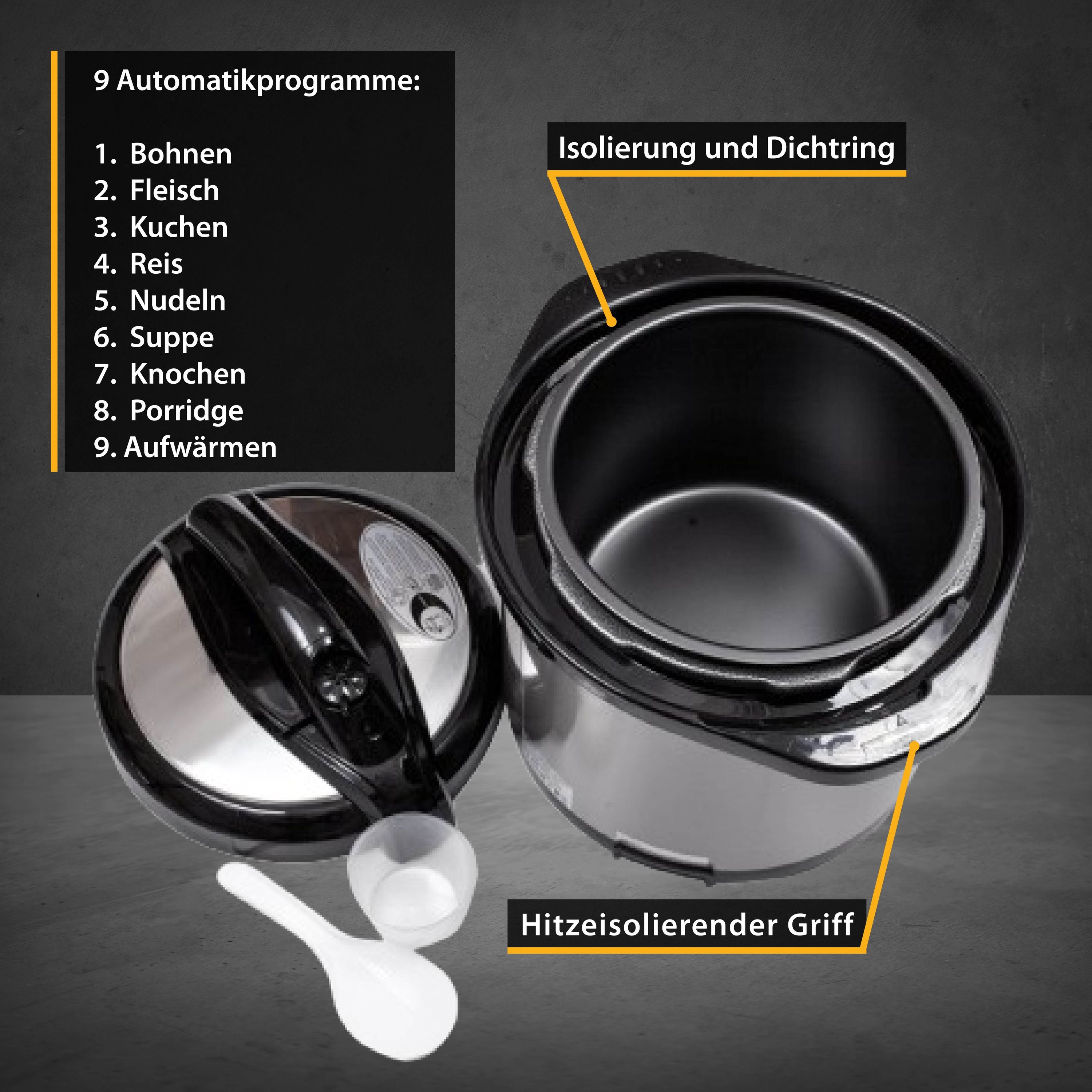 Elektrischer Schnellkochtopf 6 L, 1000 W, antihaft & digital