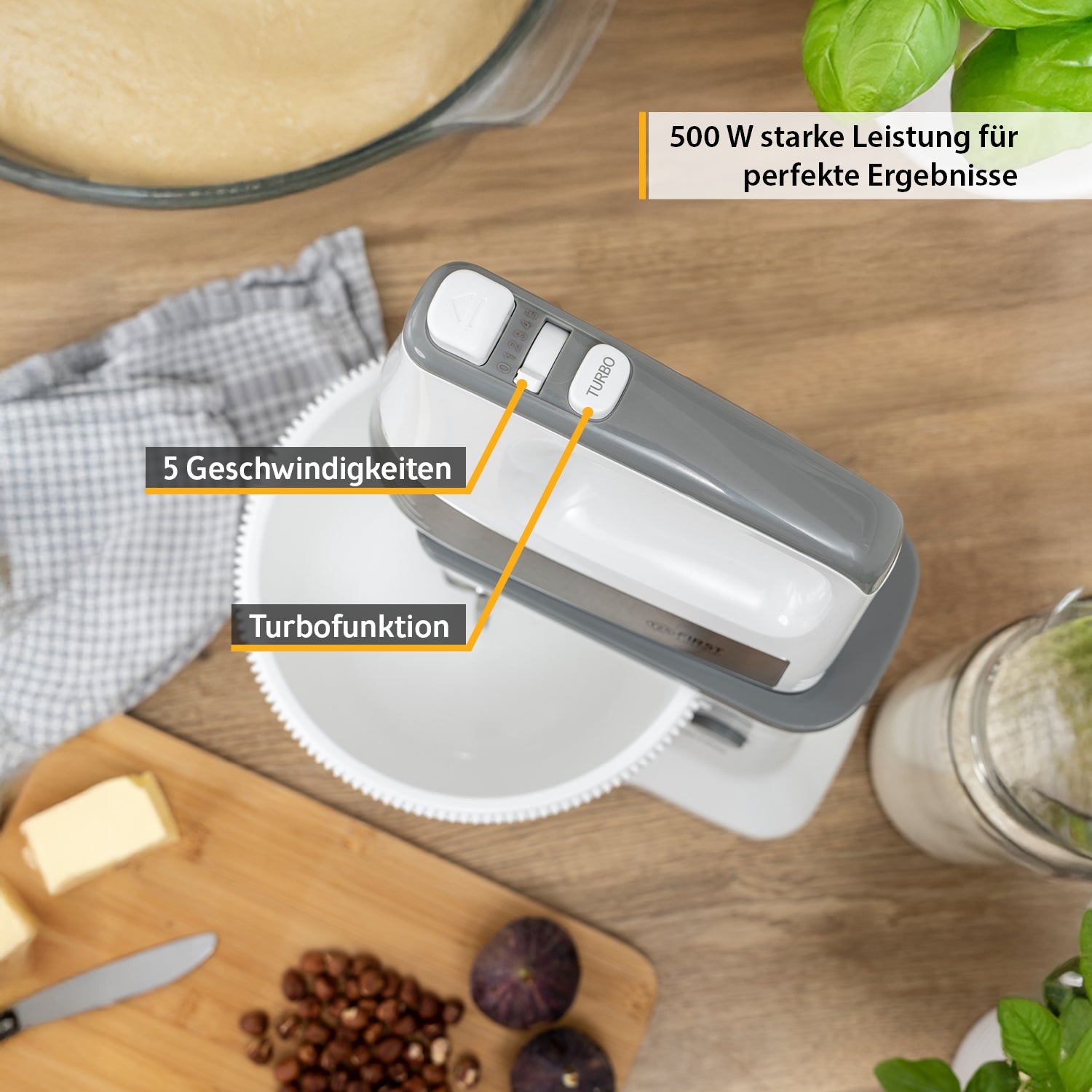 Küchen- und Knetmaschine mit Schüssel 3,5L, 500W