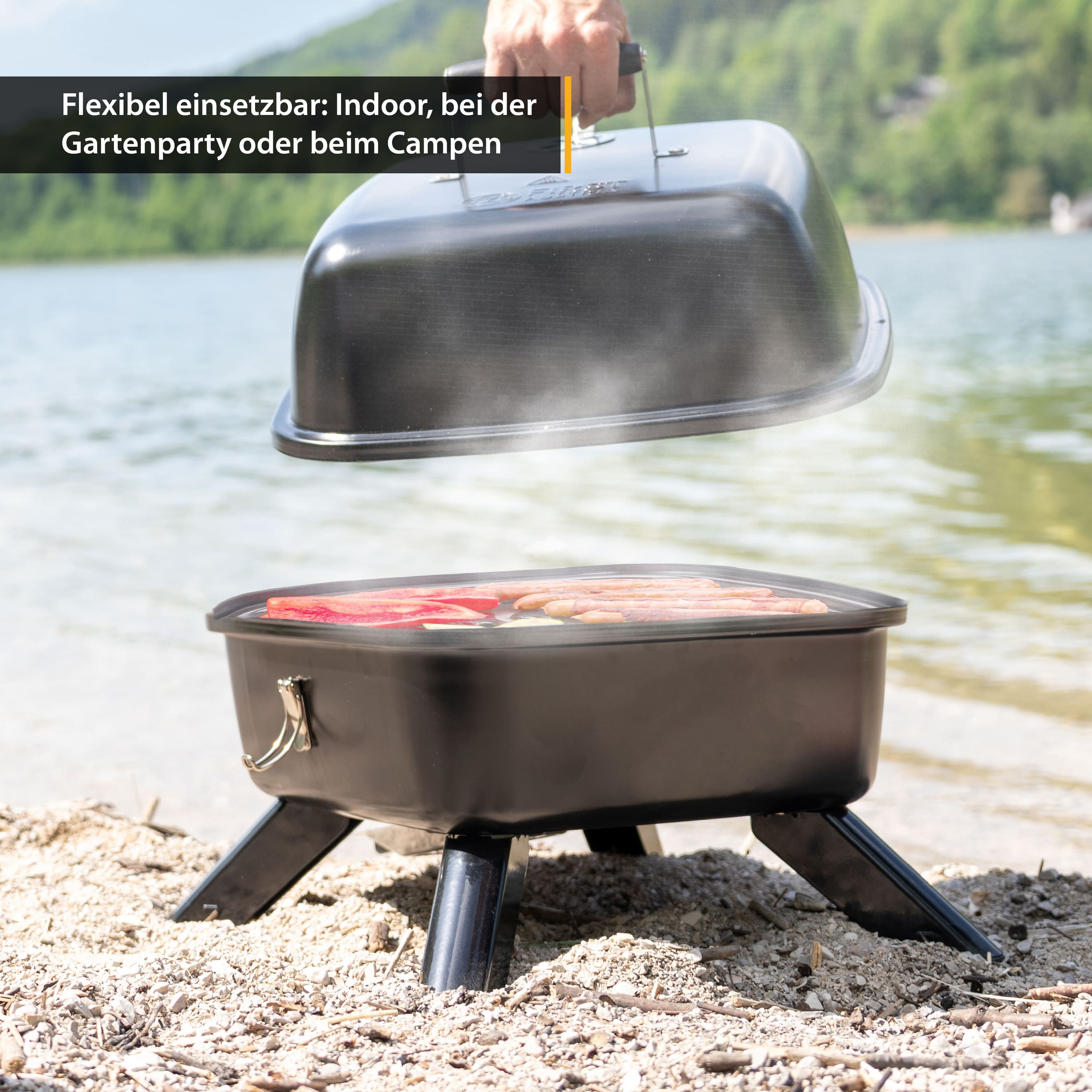 2-in-1 Elektrogrill Tisch- & Standgerät, 2.200 W, große Grillfläche, IPX4