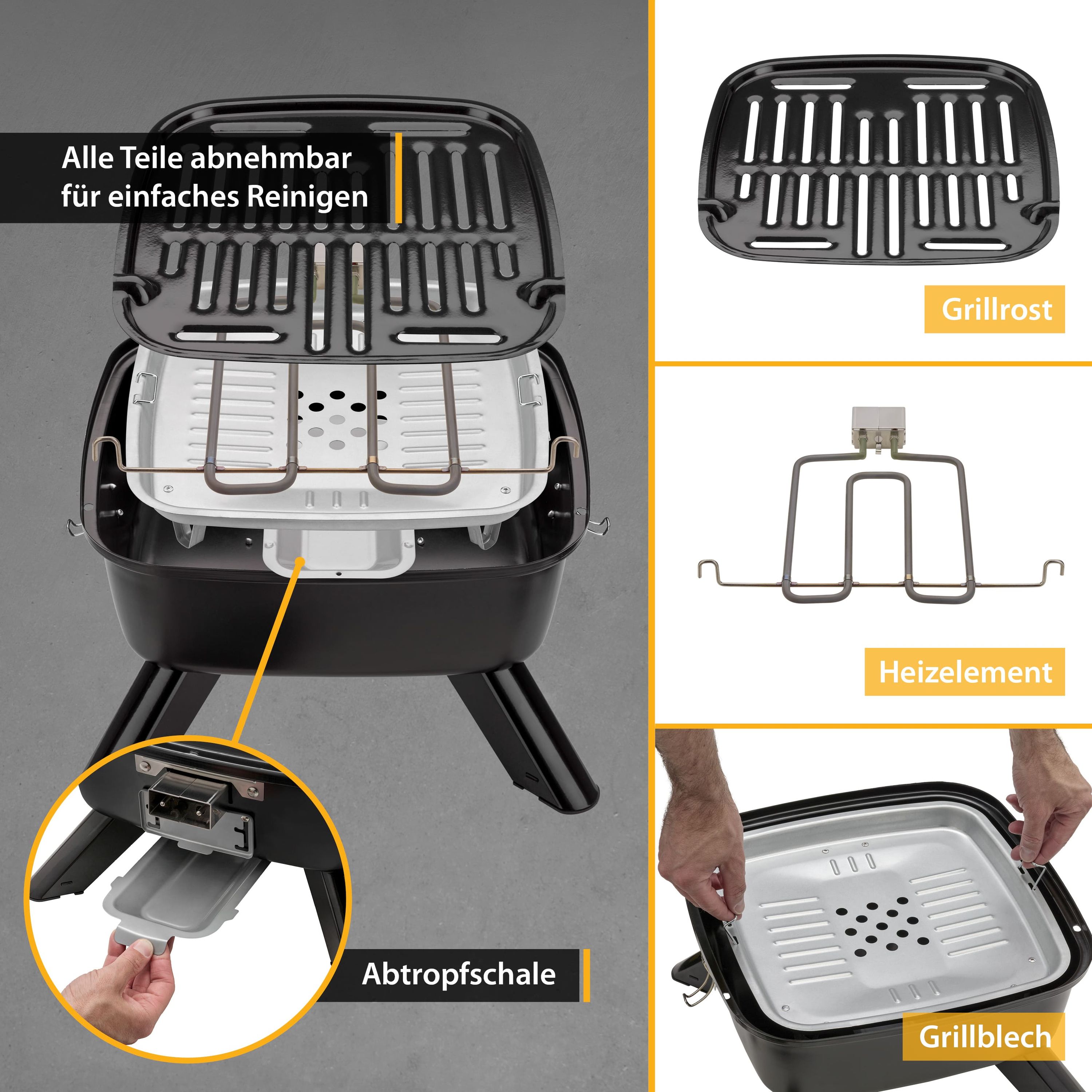 2-in-1 Elektrogrill Tisch- & Standgerät, 2.200 W, große Grillfläche, IPX4