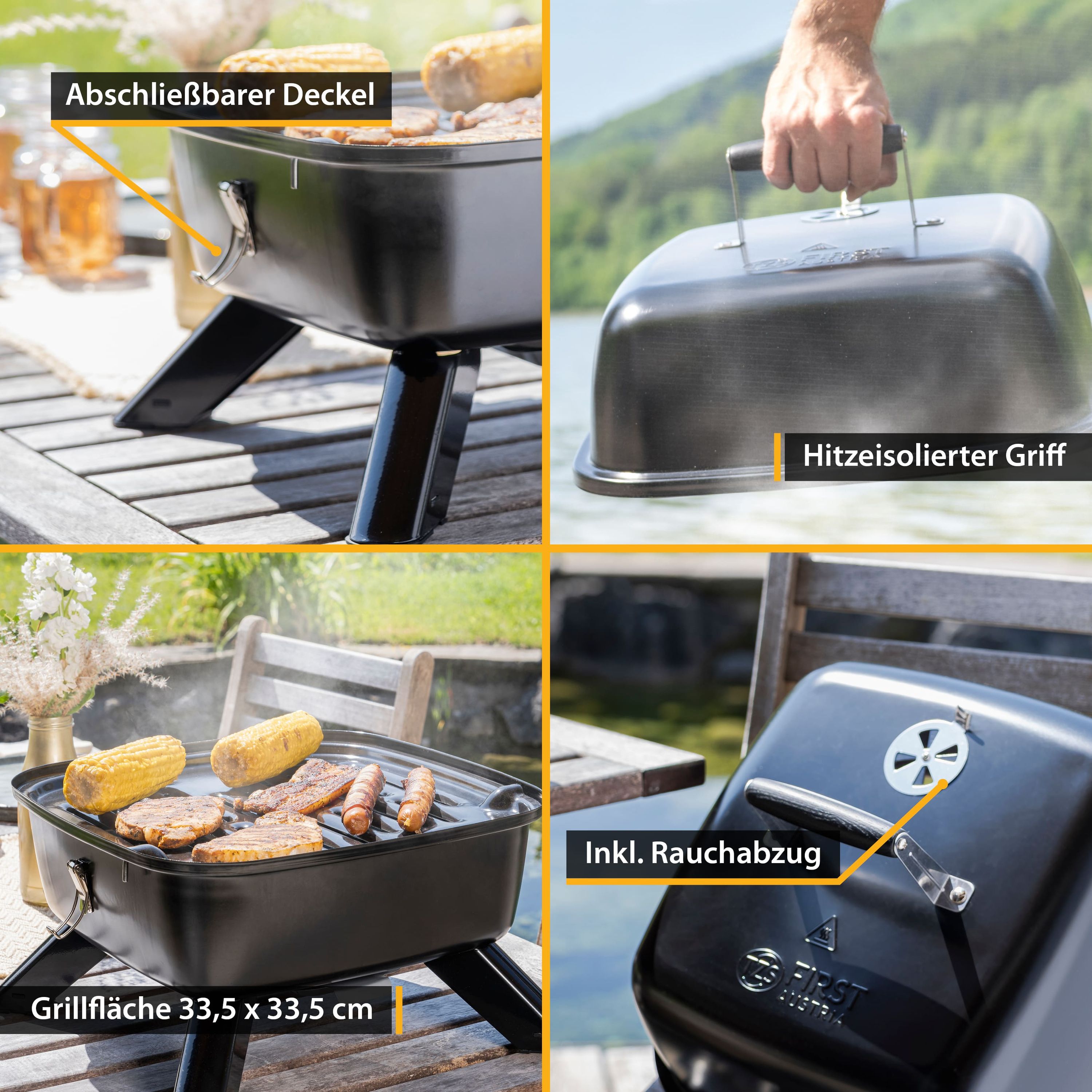 2-in-1 Elektrogrill Tisch- & Standgerät, 2.200 W, große Grillfläche, IPX4