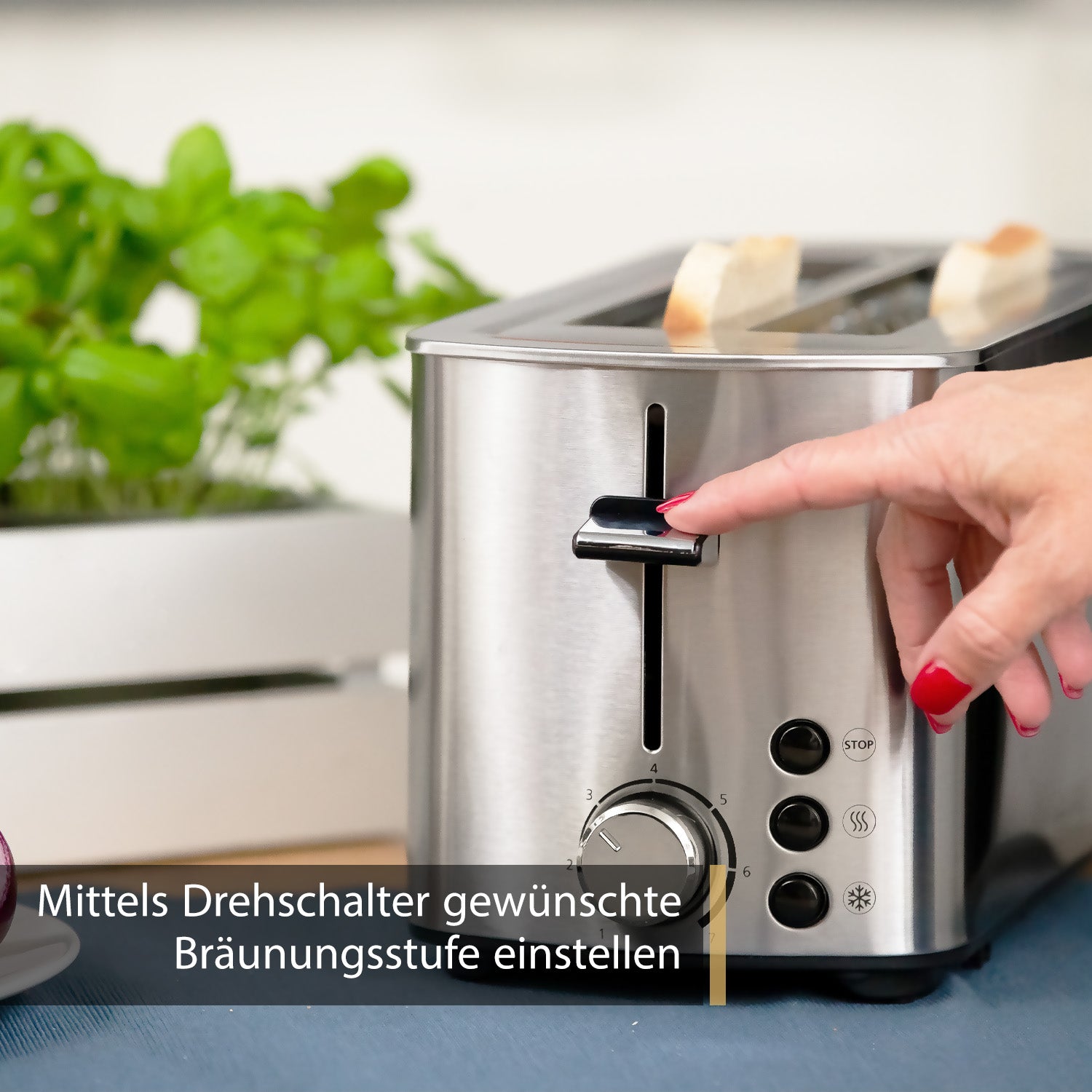 4-Scheiben Langschlitztoaster aus Edelstahl mit XL-Schächten
