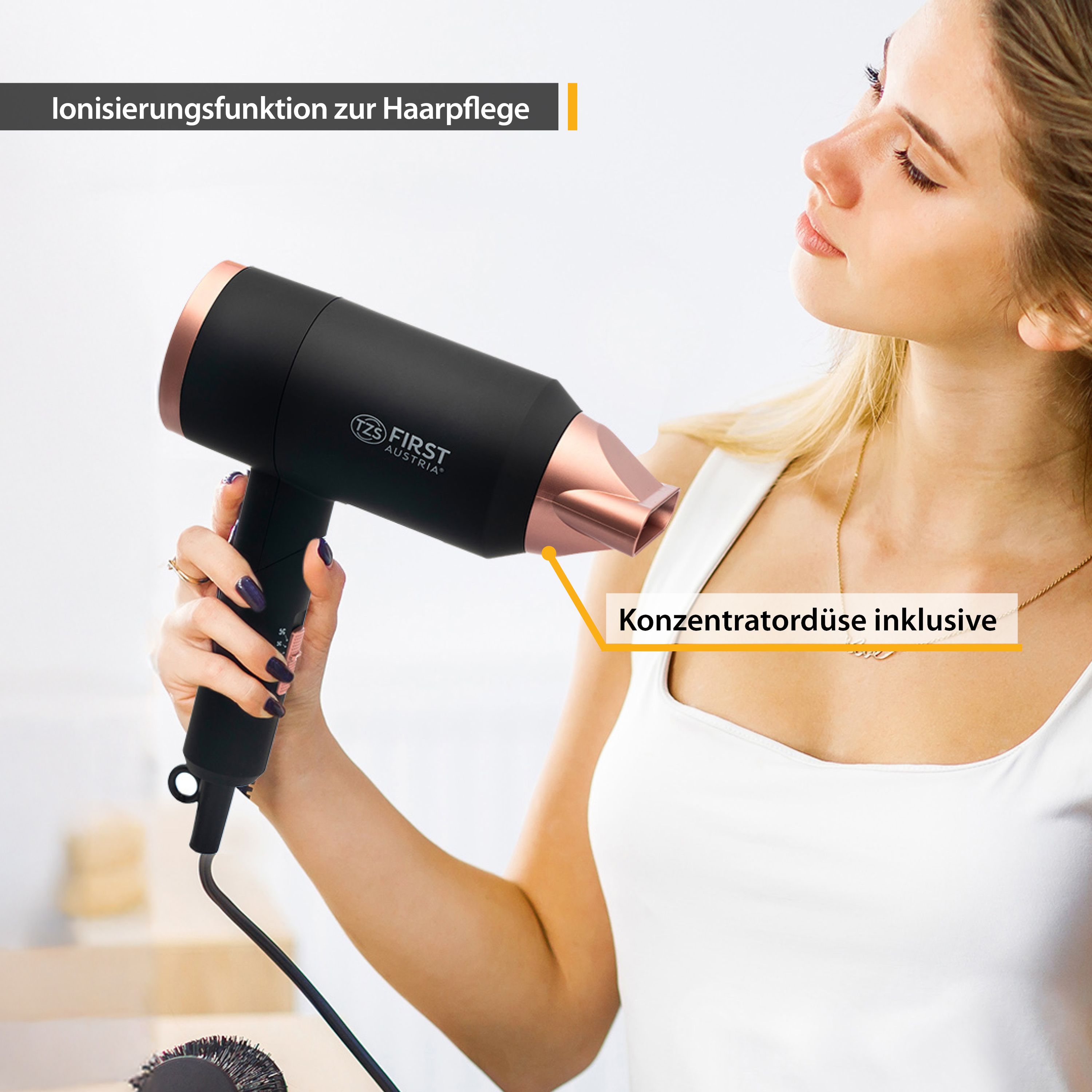 1800W, Reiseföhn, klappbar, schonendes Styling, Ionen-Funktion