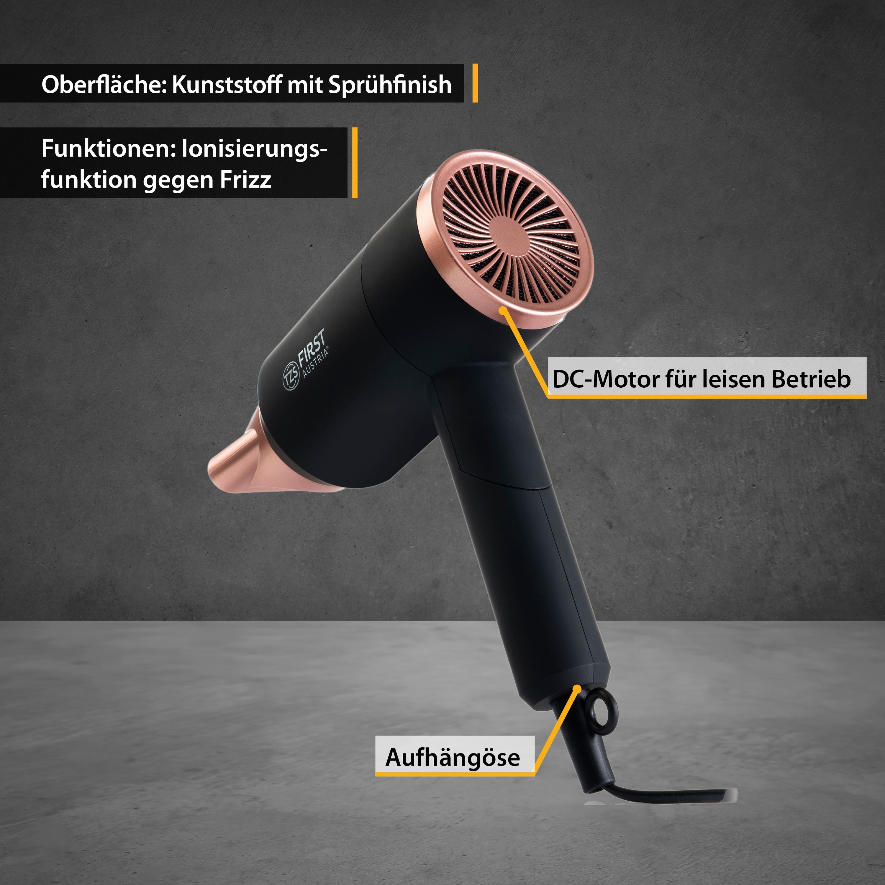 1800W, Reiseföhn, klappbar, schonendes Styling, Ionen-Funktion