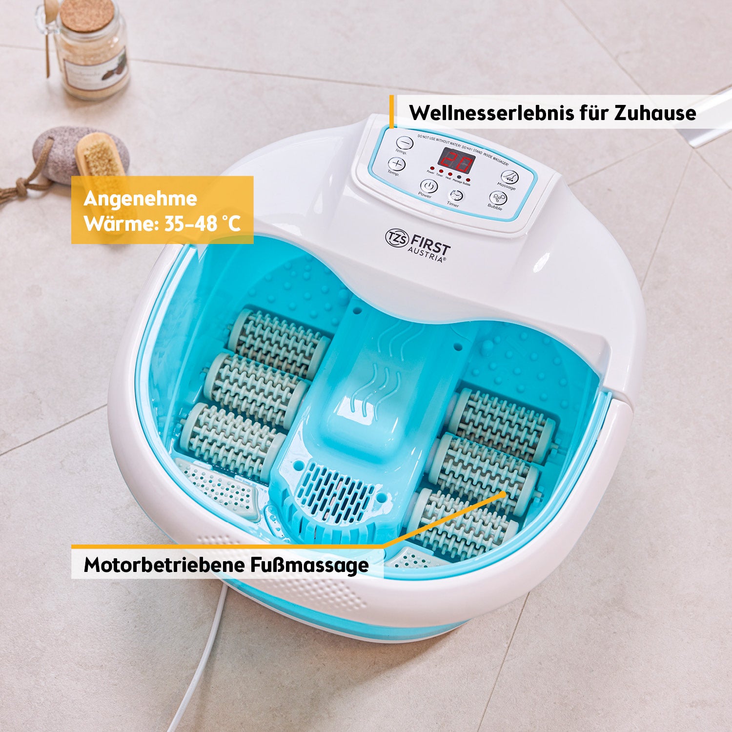 Profi-Fußsprudelbad, Vibrationsmassage, Luftblasenfunktion