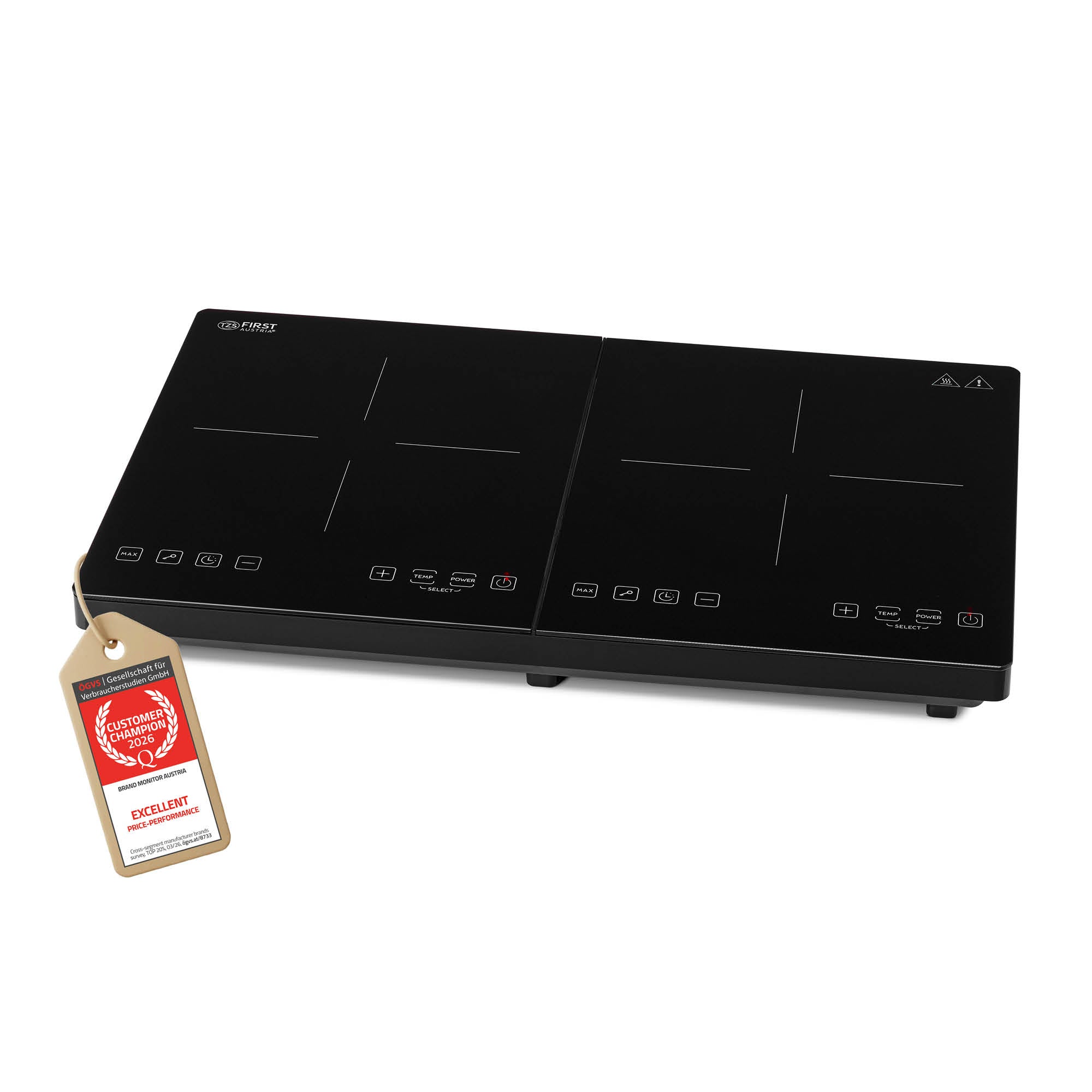 Doppel-Induktionskochplatte 3500 W, Touch-Bedienung, mit Timer