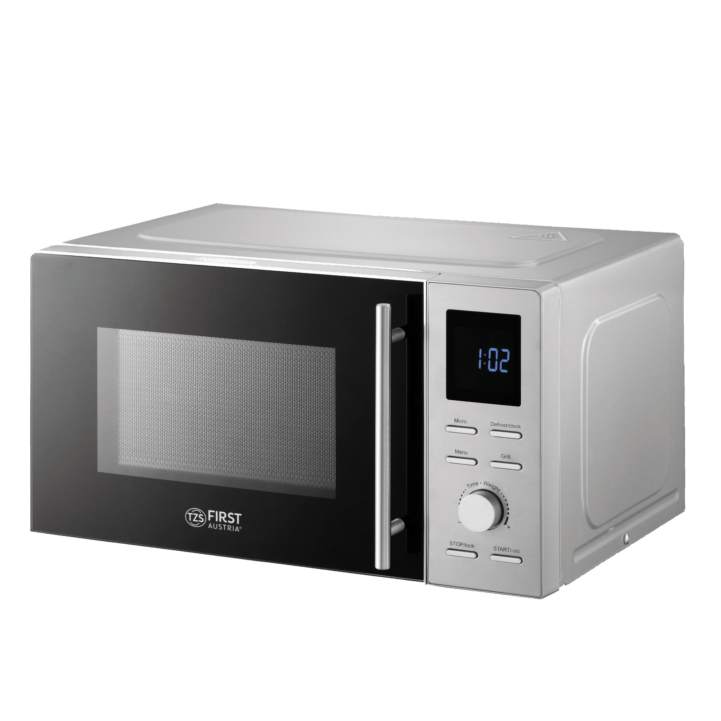 Mikrowelle mit Grillfunktion – Edelstahl, 14 l, 700 W Mikrowelle, 900 W Grill, 8 Programme, LCD-Display