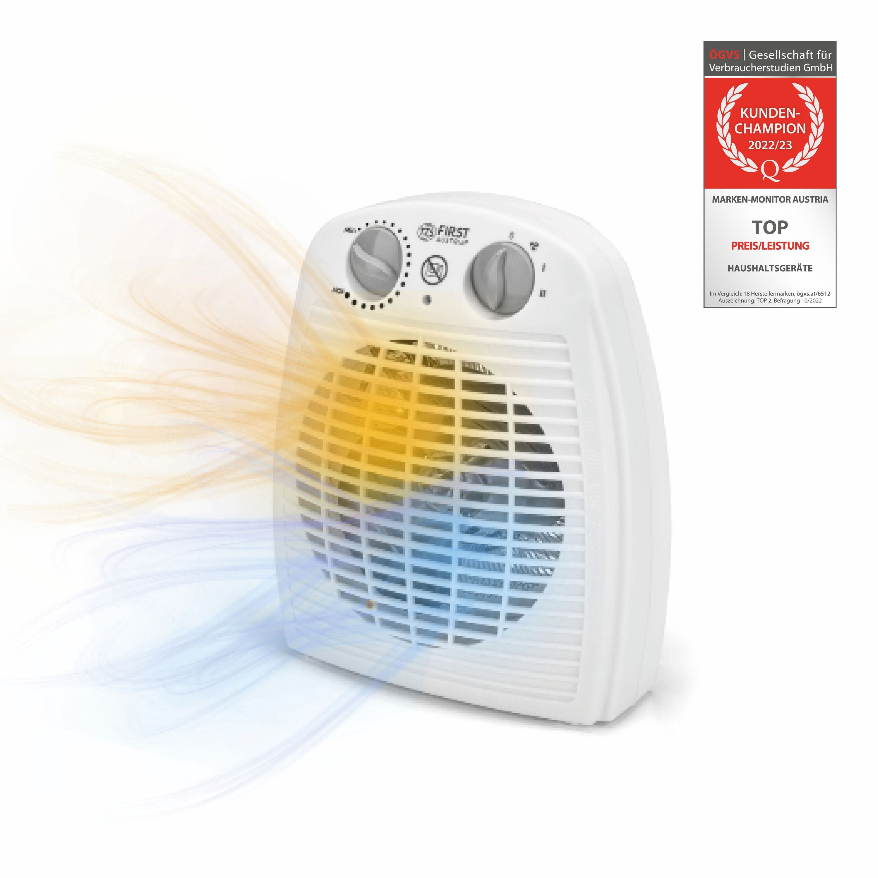 Heizlüfter mit Kaltluftventilator, Thermostat, Überhitzungsschutz