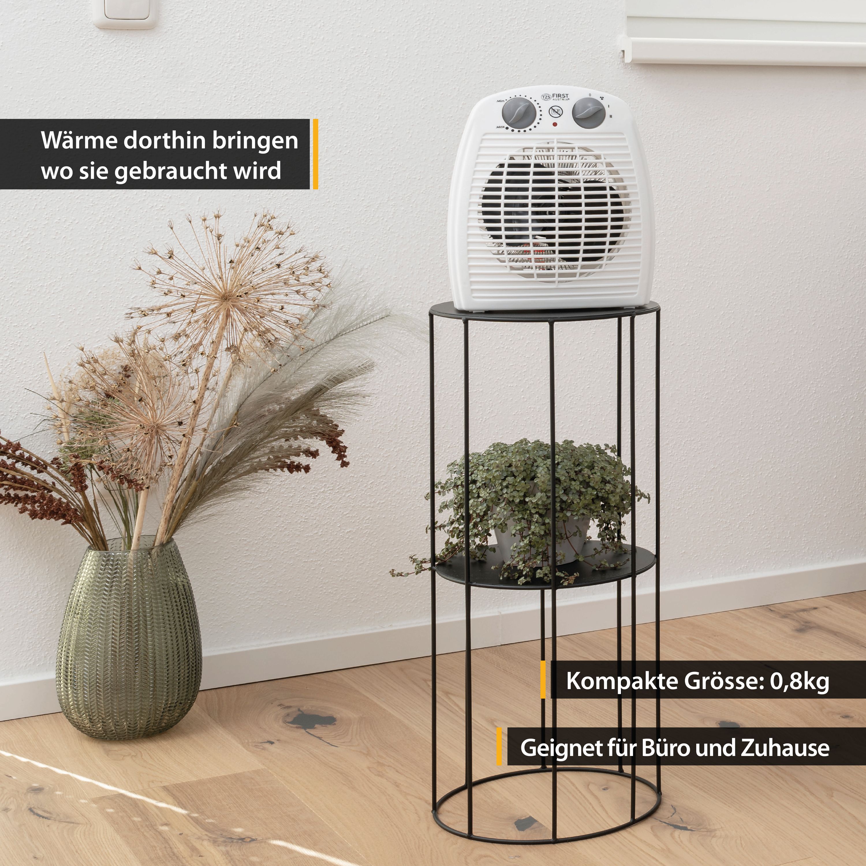 Heizlüfter mit Kaltluftventilator, Thermostat, Überhitzungsschutz