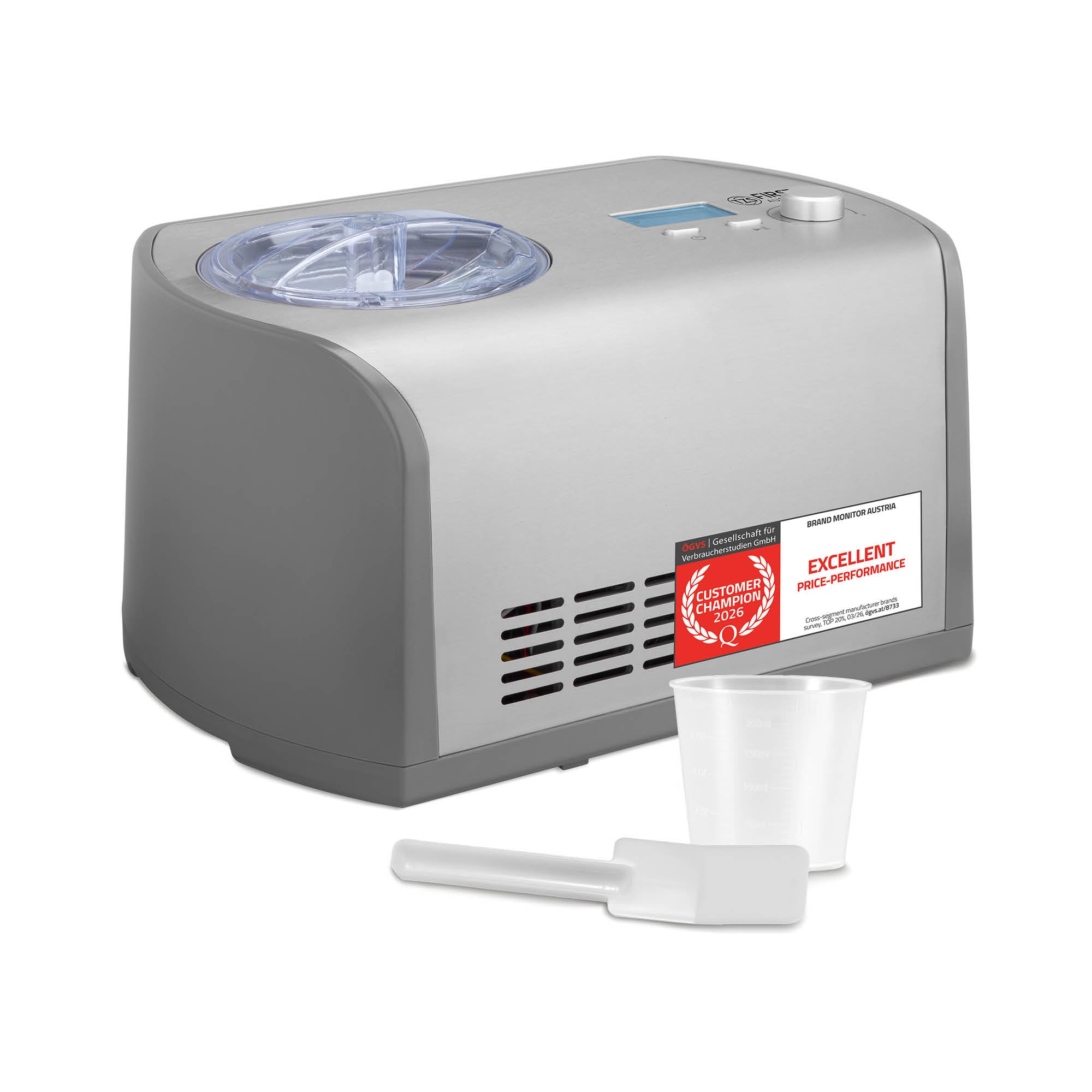 Eismaschine 1,2L, Edelstahl, mit Kühlkompressor