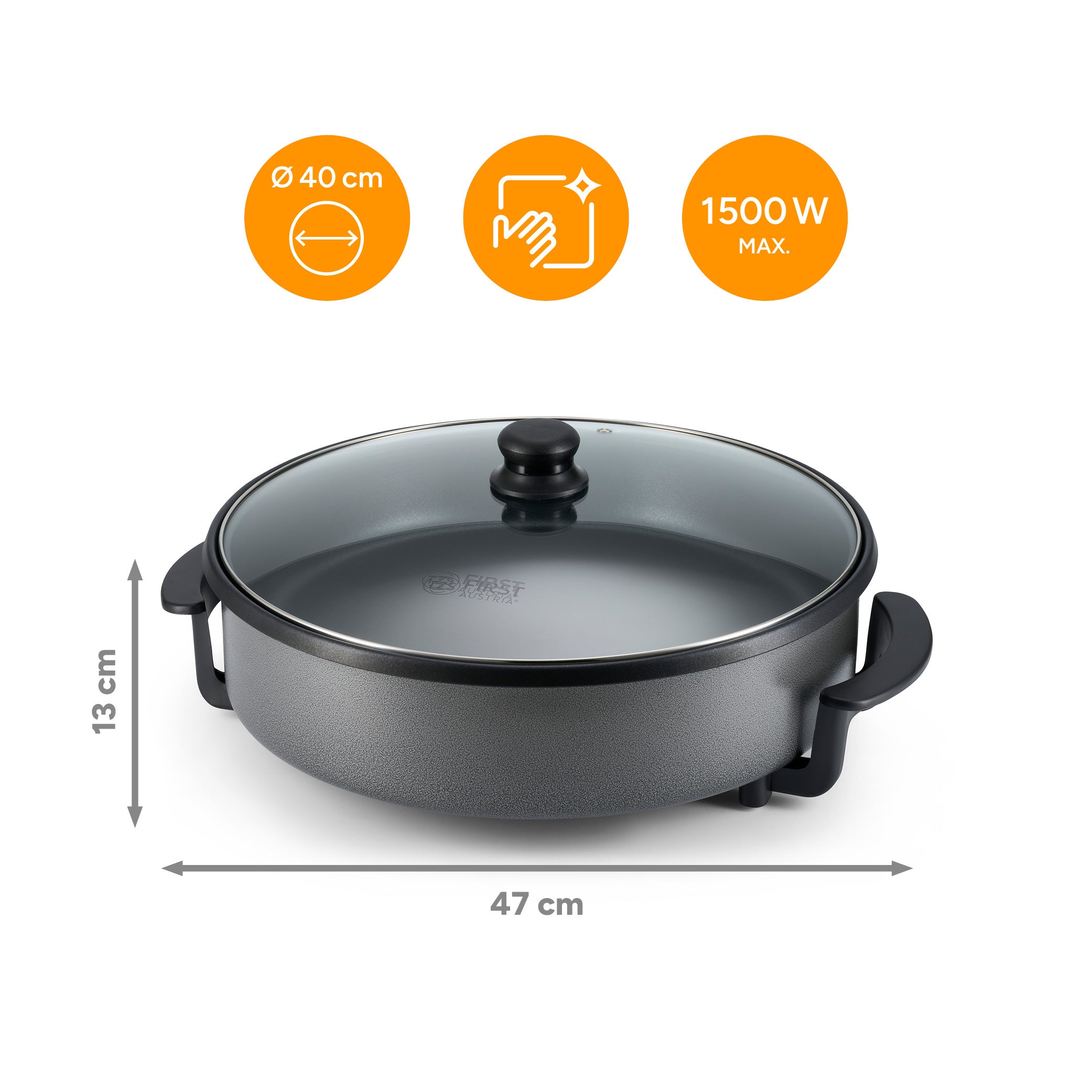 Elektrische Multipfanne 40cm, antihaftbeschichtet, inkl. Glasdeckel