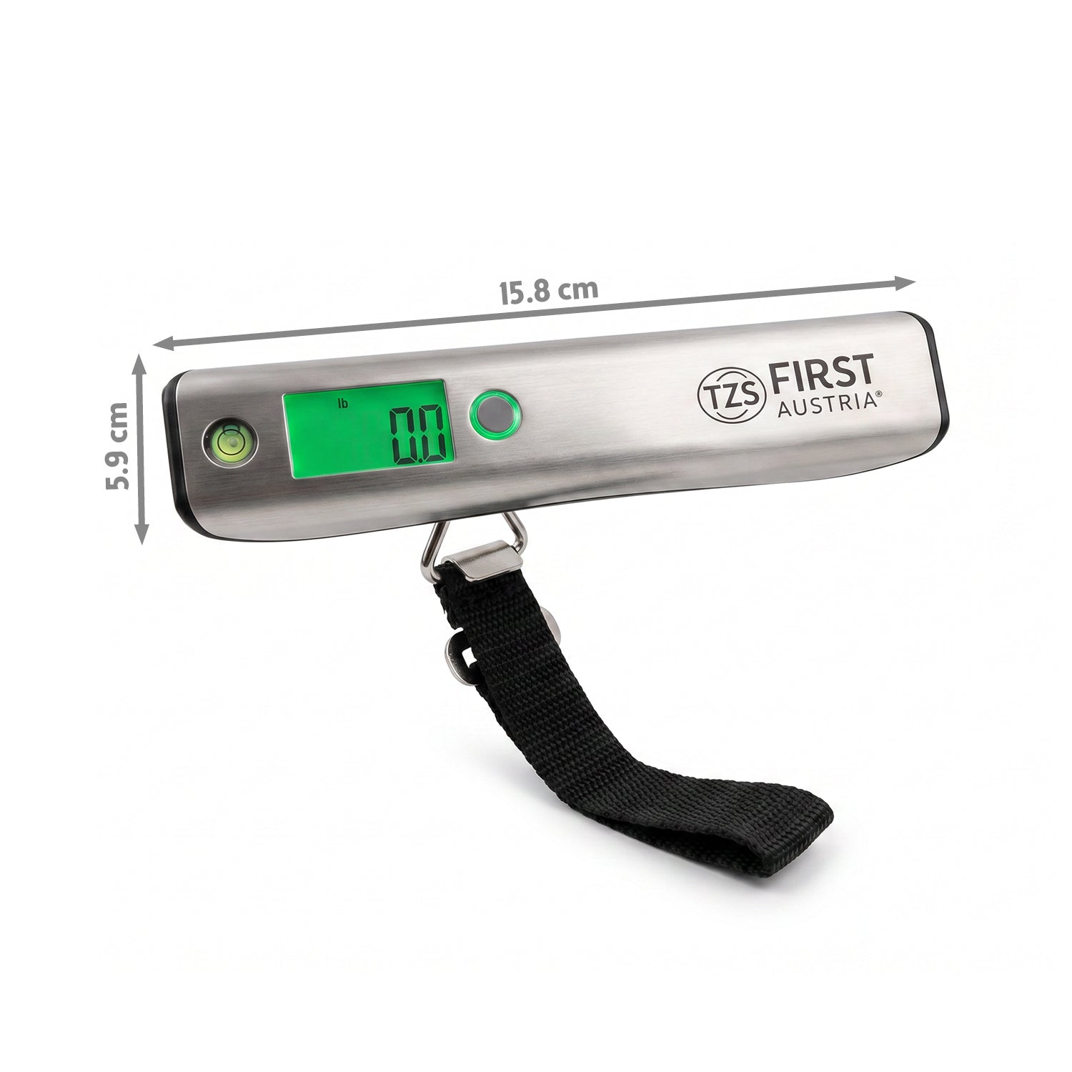 Digitale Kofferwaage 50 kg, inklusive Maßband, mit Edelstahl-Finish
