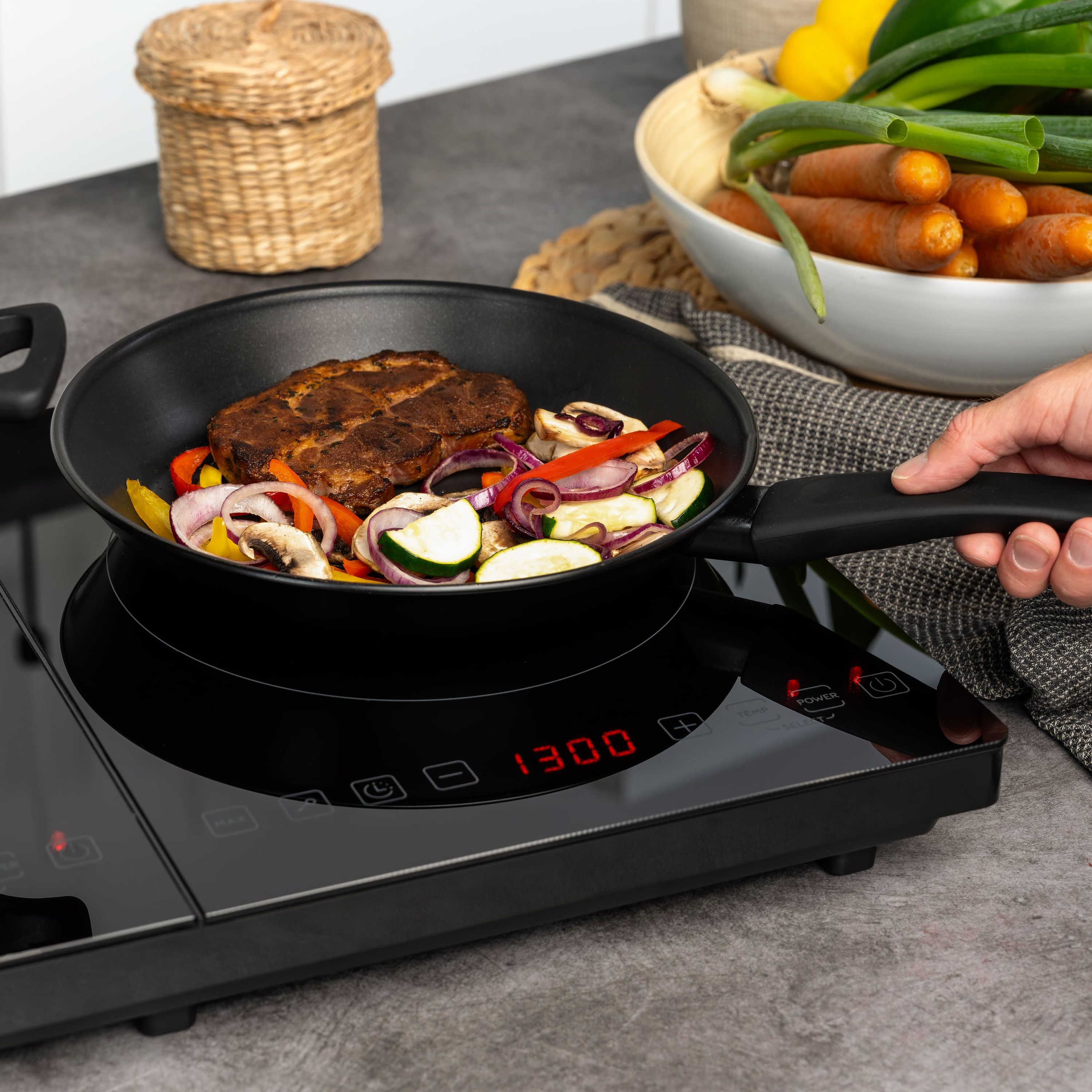 Doppel-Induktionskochplatte 3500 W, Touch-Bedienung, mit Timer