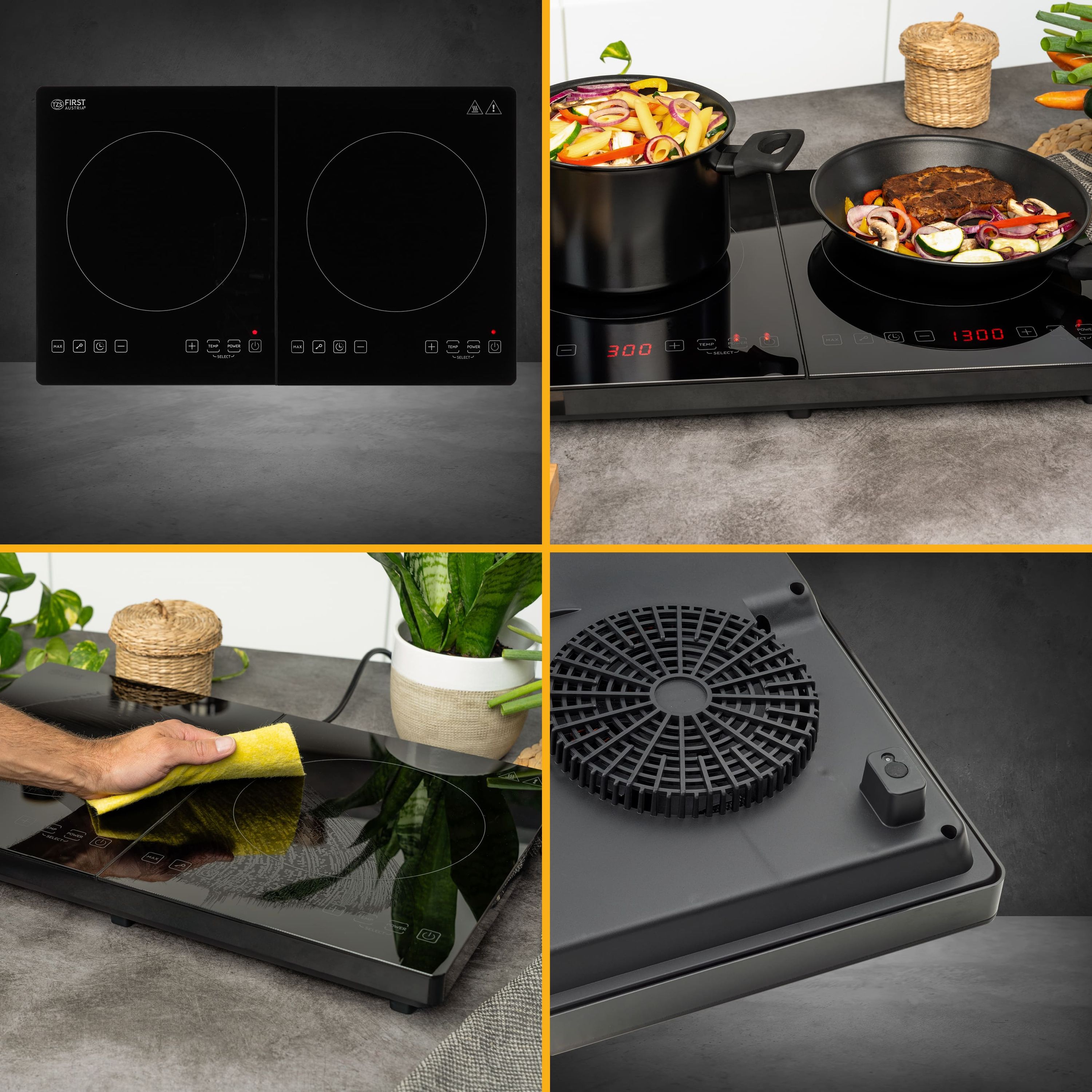 Doppel-Induktionskochplatte 3500 W, Touch-Bedienung, mit Timer