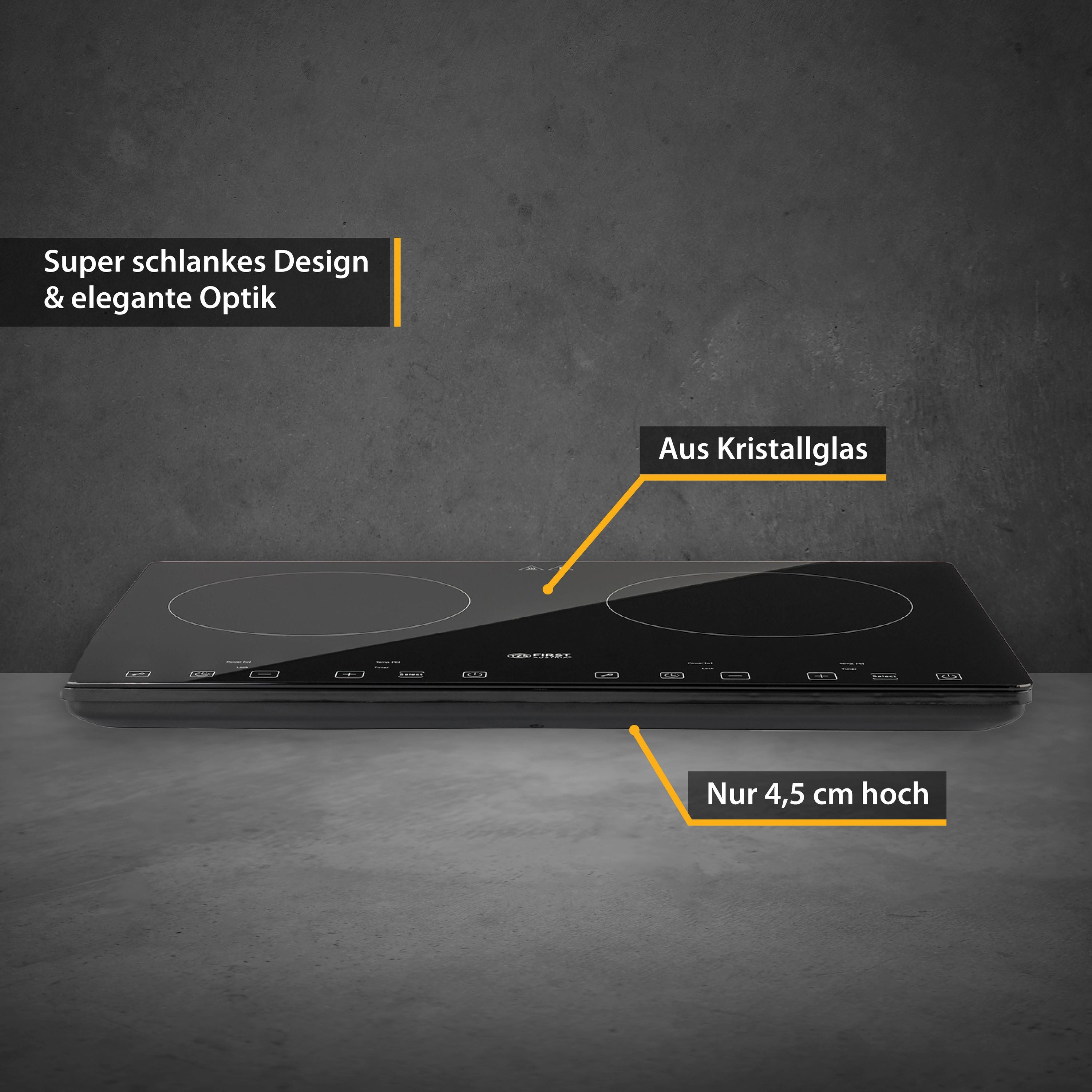 Induktions-Doppelkochplatte 2 × 210 mm, digital & kompakt