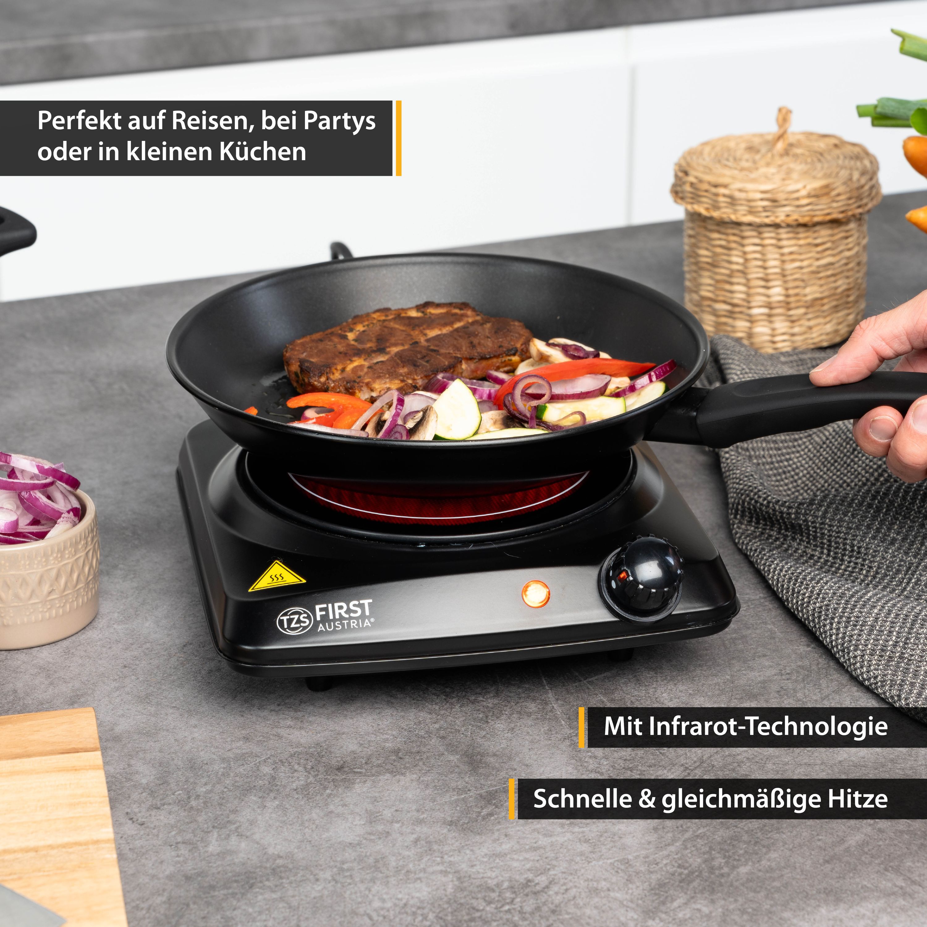 Einzelkochplatte 1200 W, Glaskeramik, mobil & energieeffizient