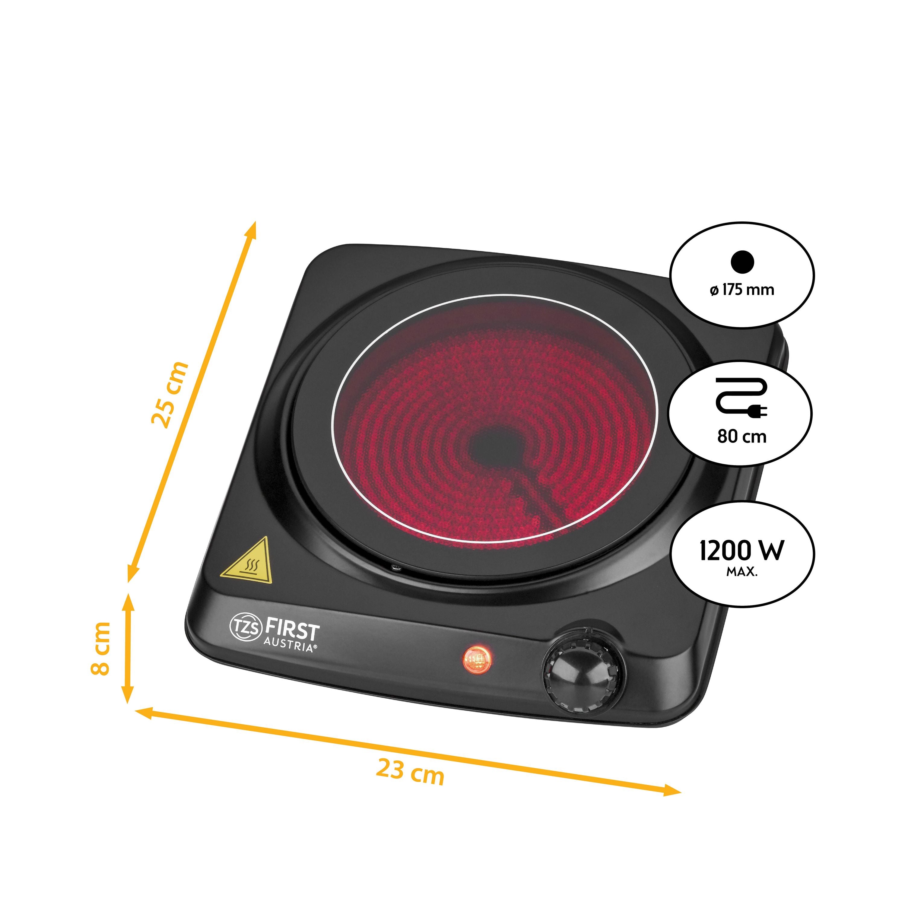 Single hot plate 1200 W, ceramic glass, portable & energy-efficient