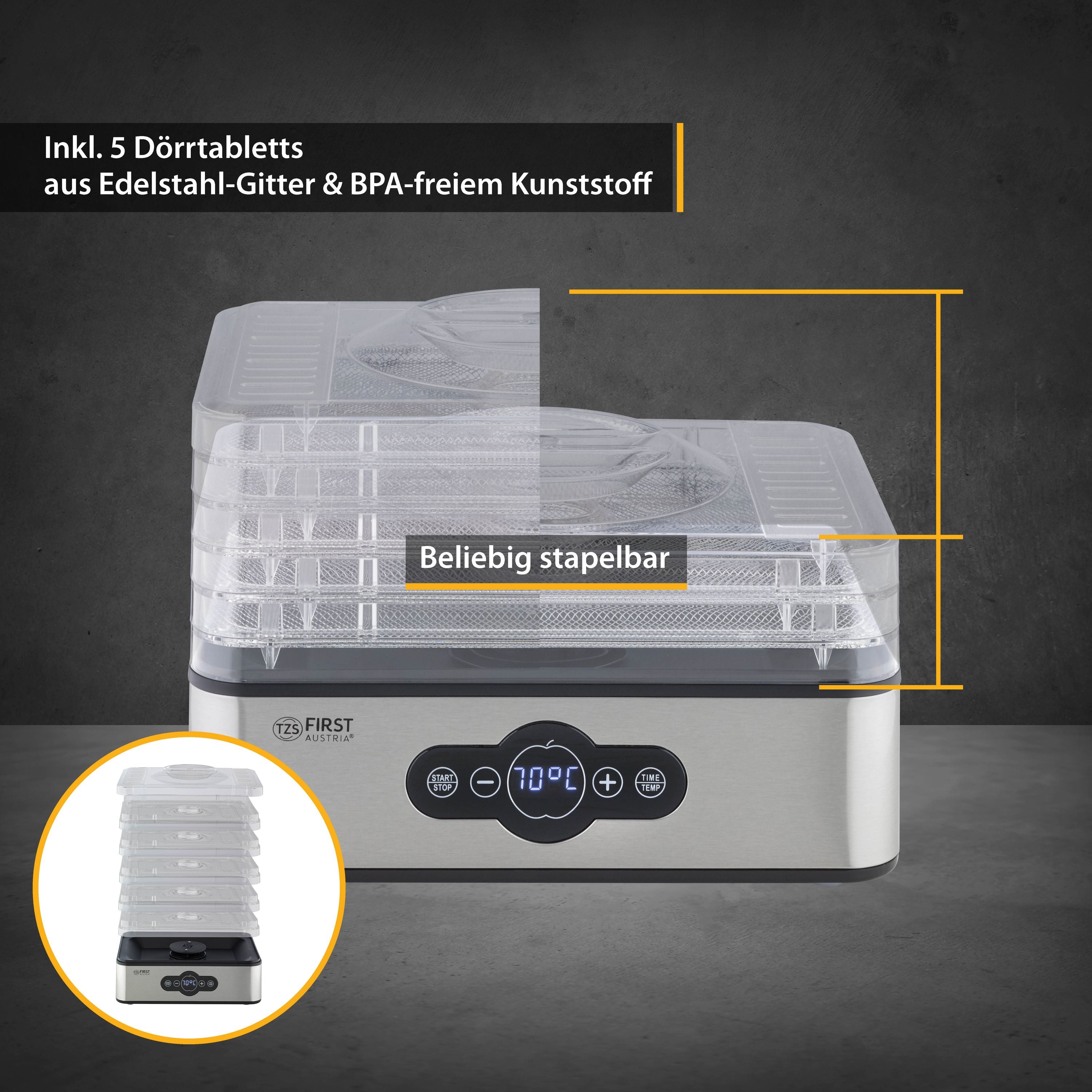 5 Etagen | Edelstahl