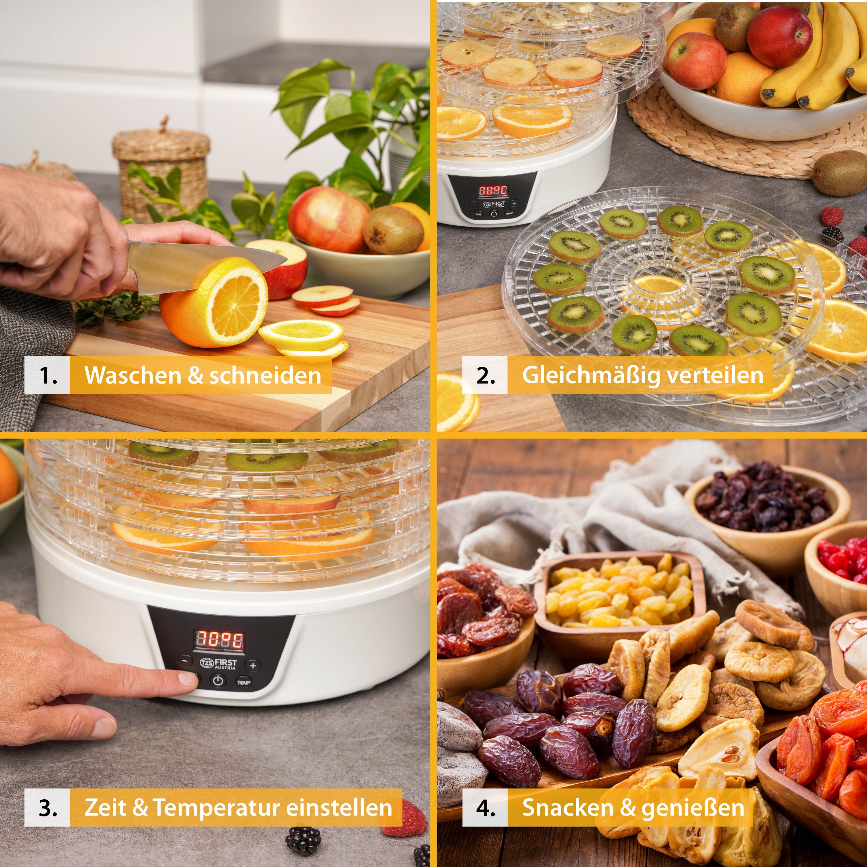 Dörrautomat digital, 5 Ebenen, Timer, BPA-frei, energiesparend, Druckknopf, Display